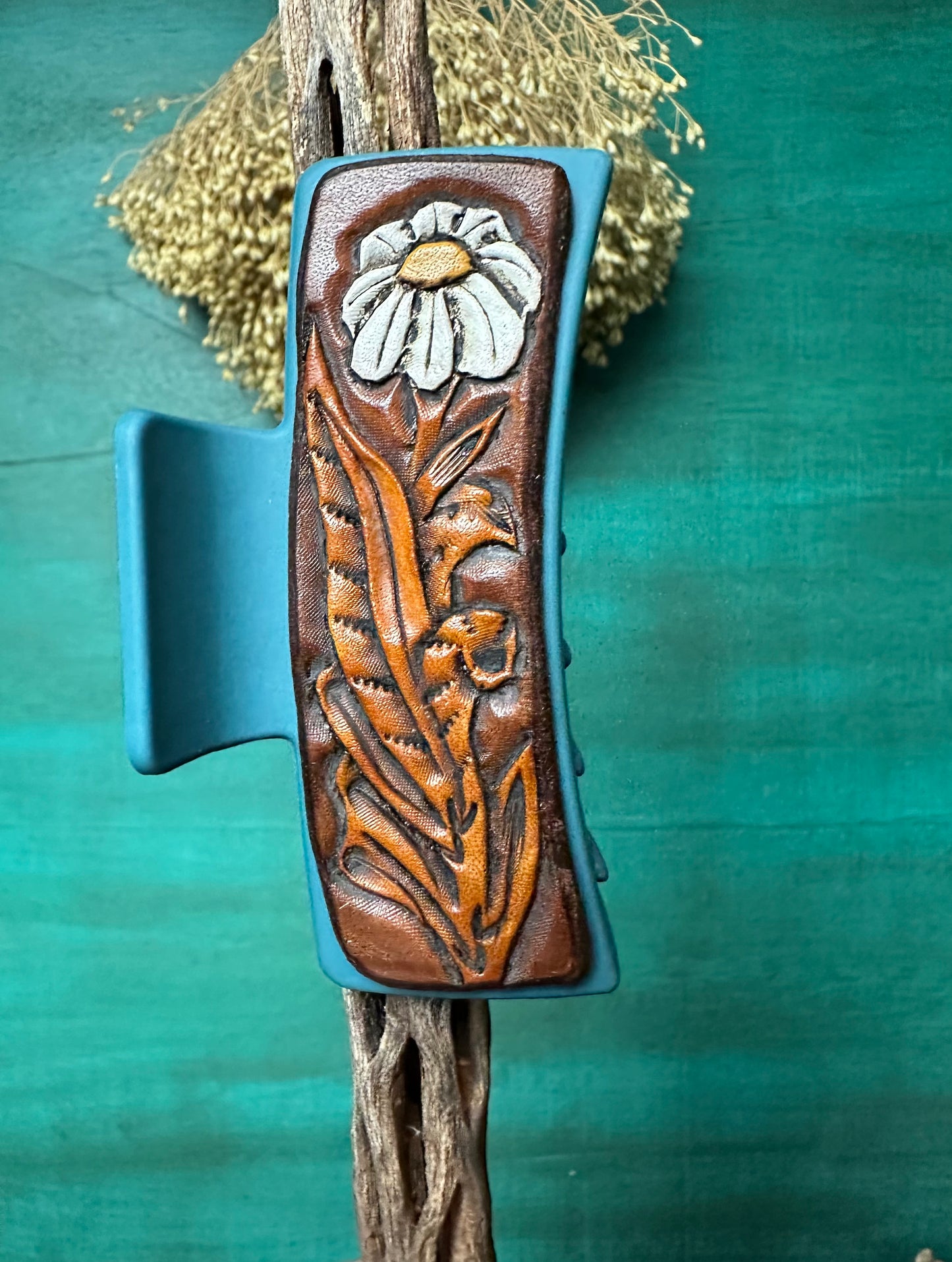 Tooled Leather Hair Clips
