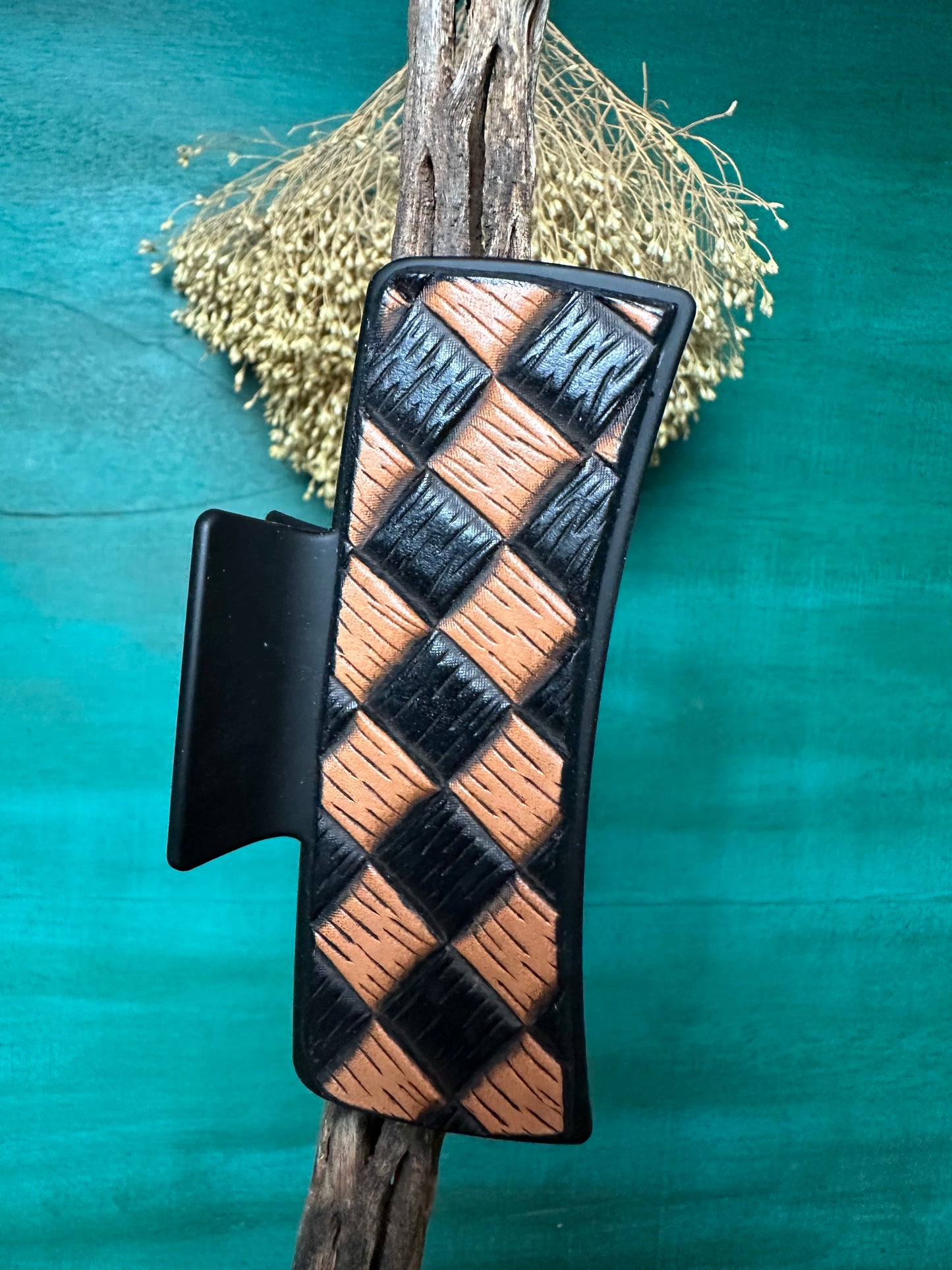 Tooled Leather Hair Clips