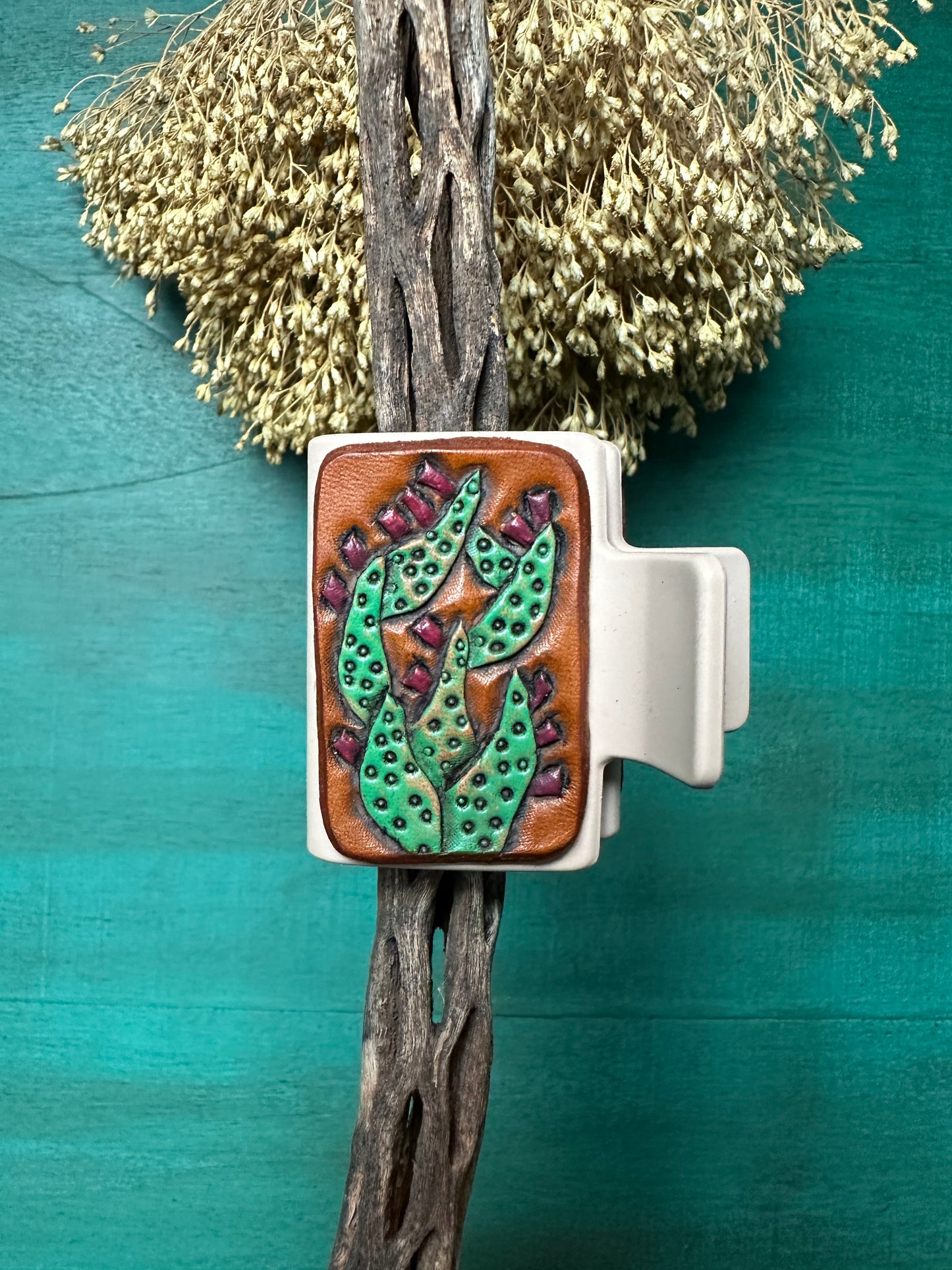 Tooled Leather Hair Clips