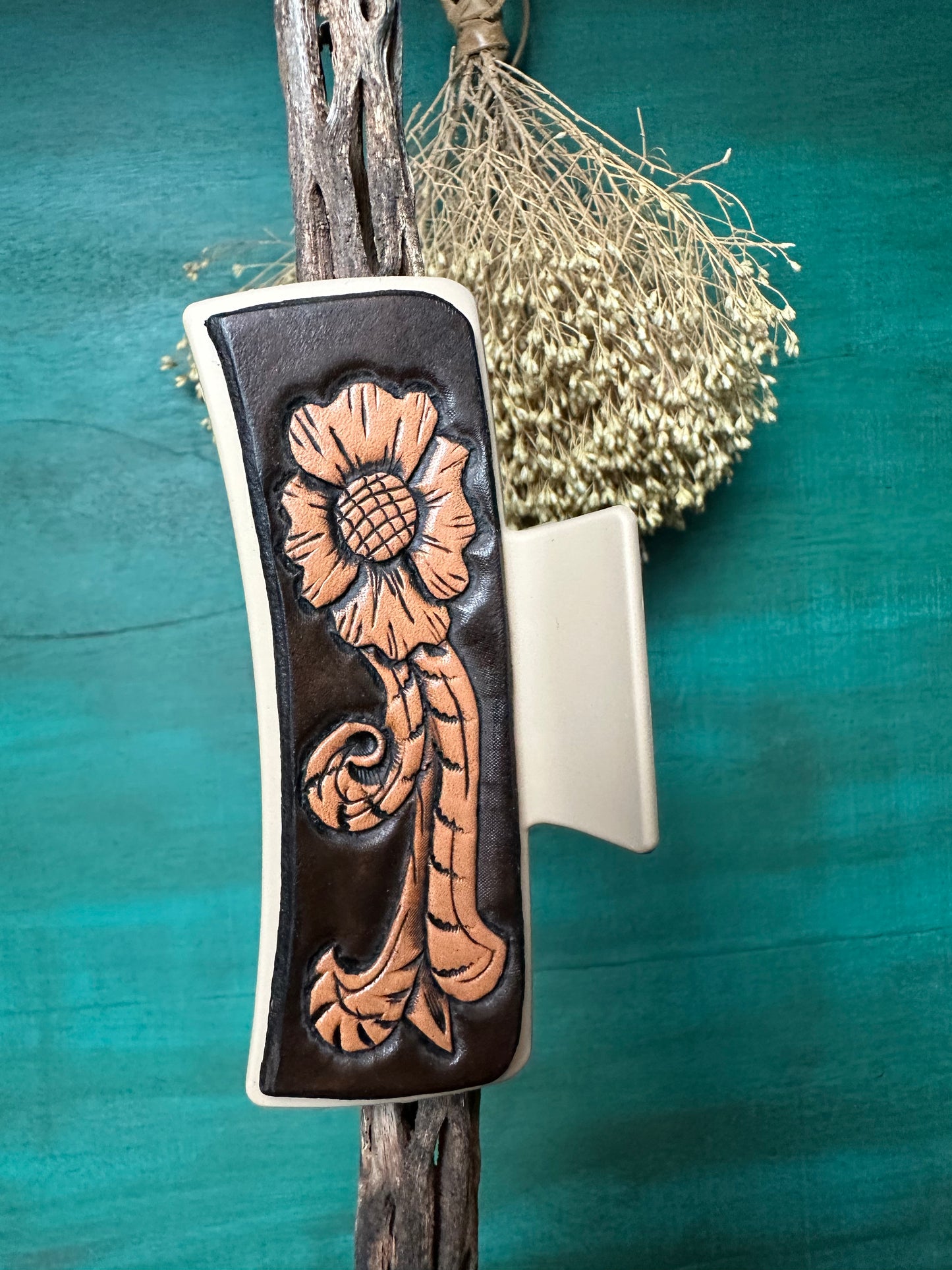 Tooled Leather Hair Clips