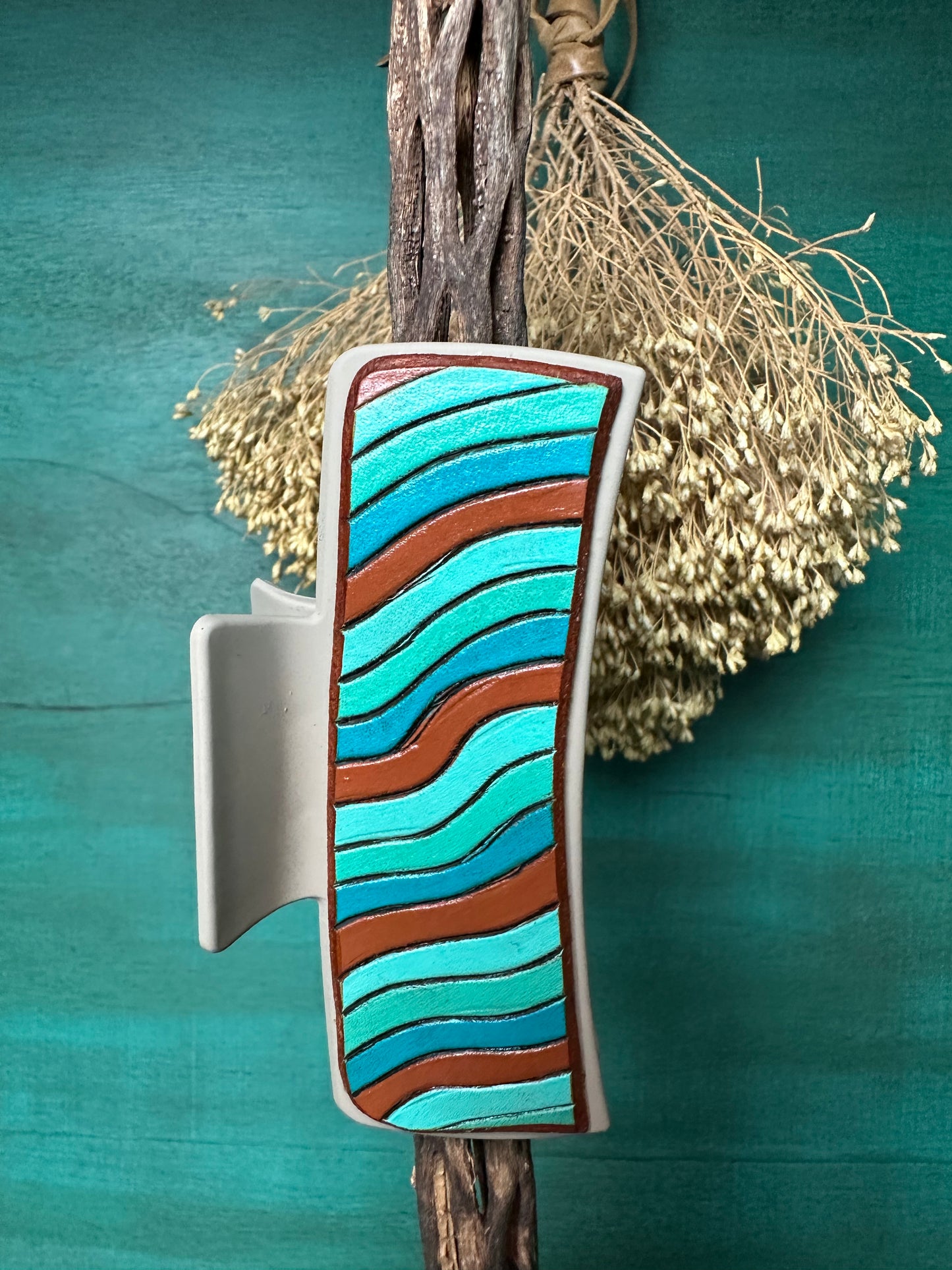 Tooled Leather Hair Clips