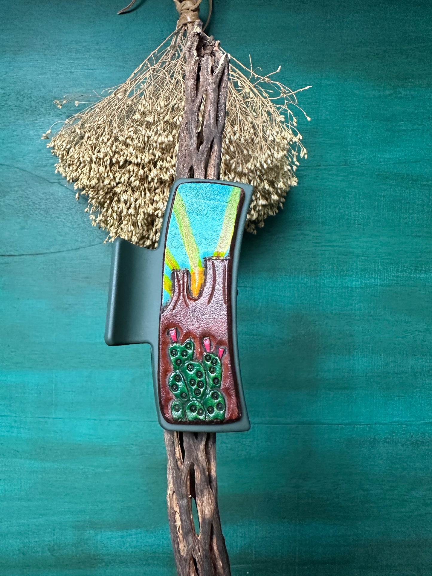 Tooled Leather Hair Clips