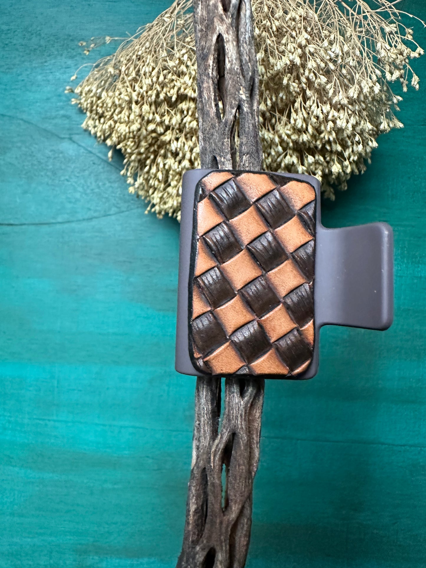 Tooled Leather Hair Clips