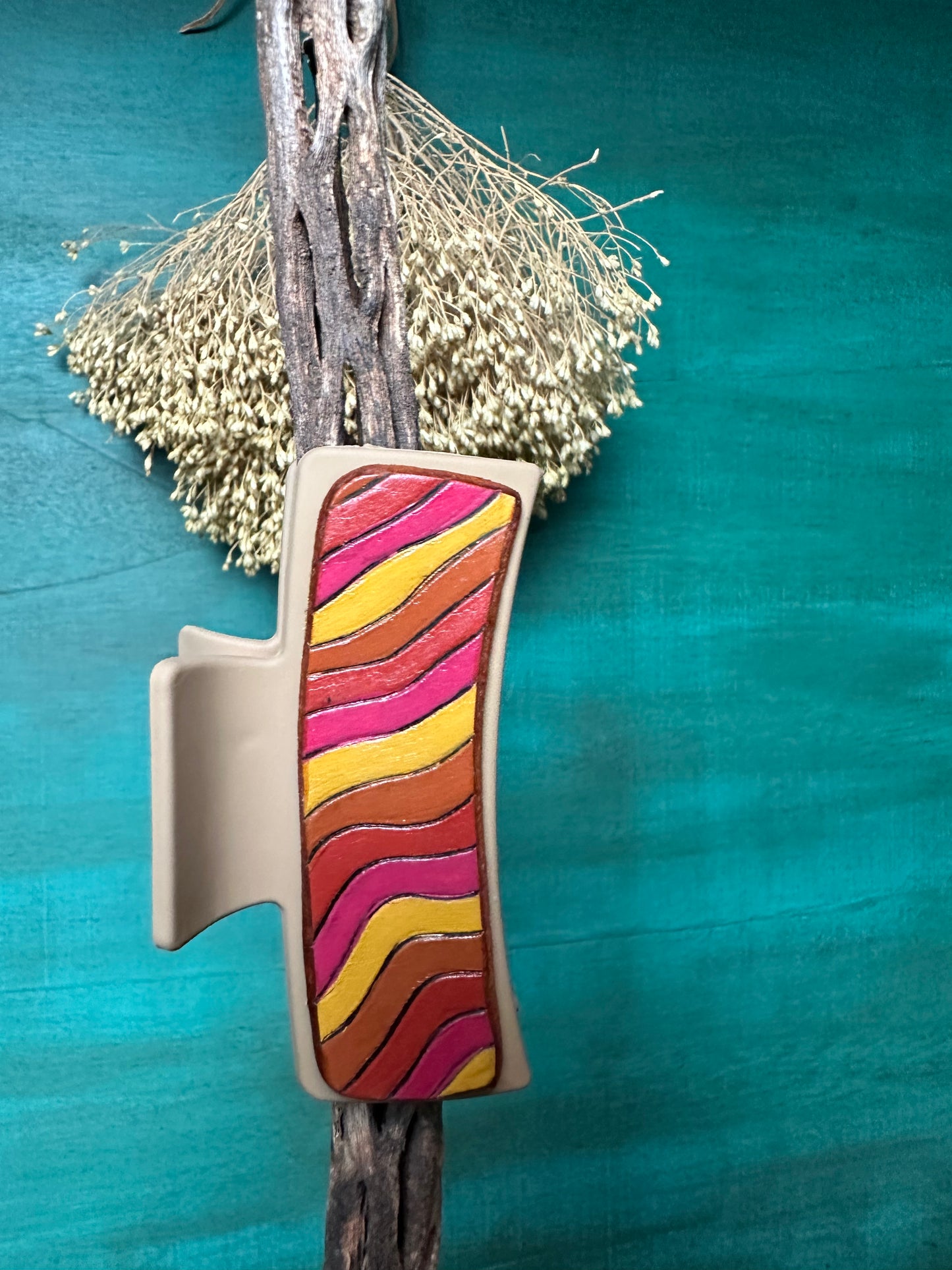 Tooled Leather Hair Clips