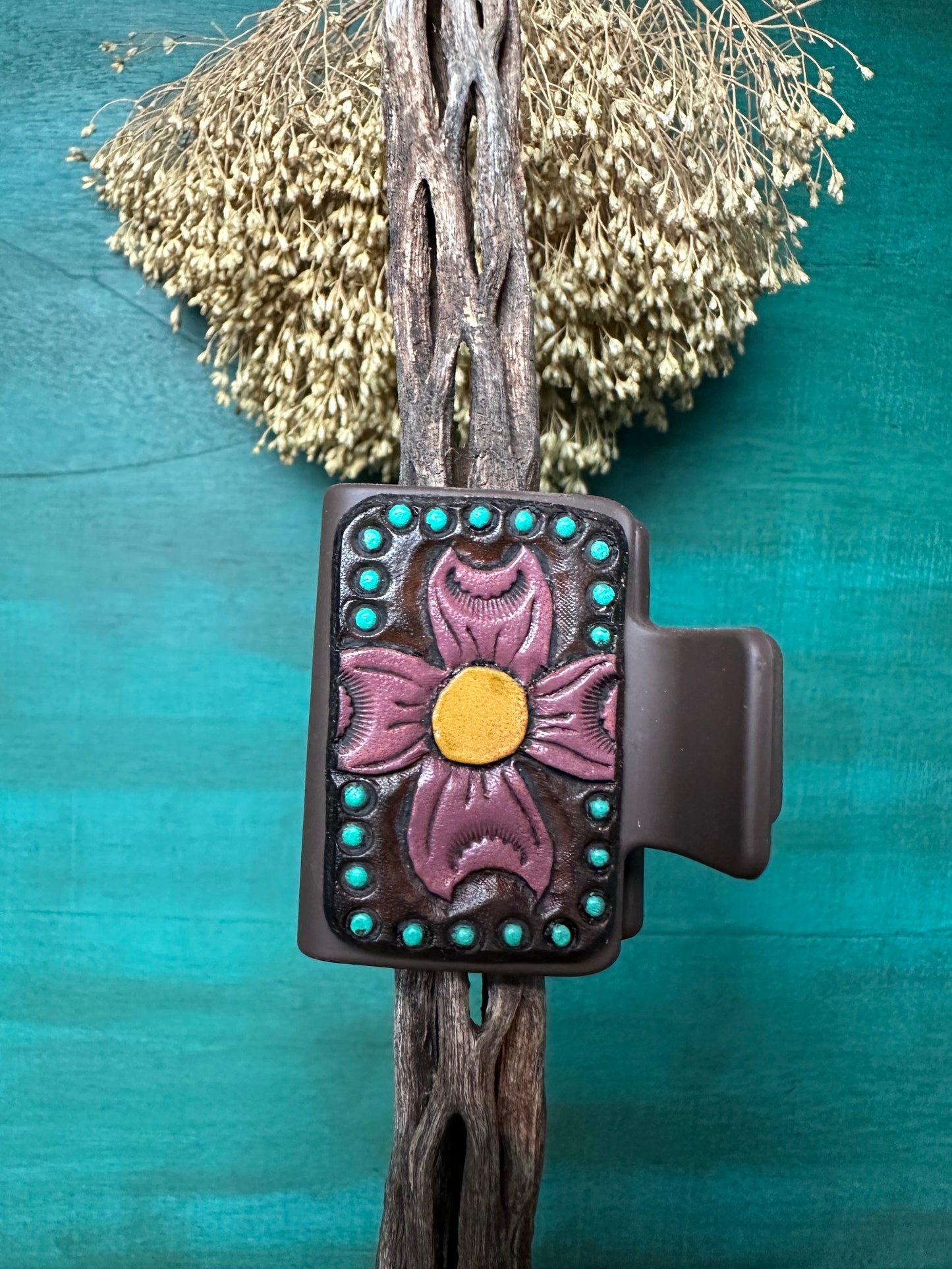 Tooled Leather Hair Clips