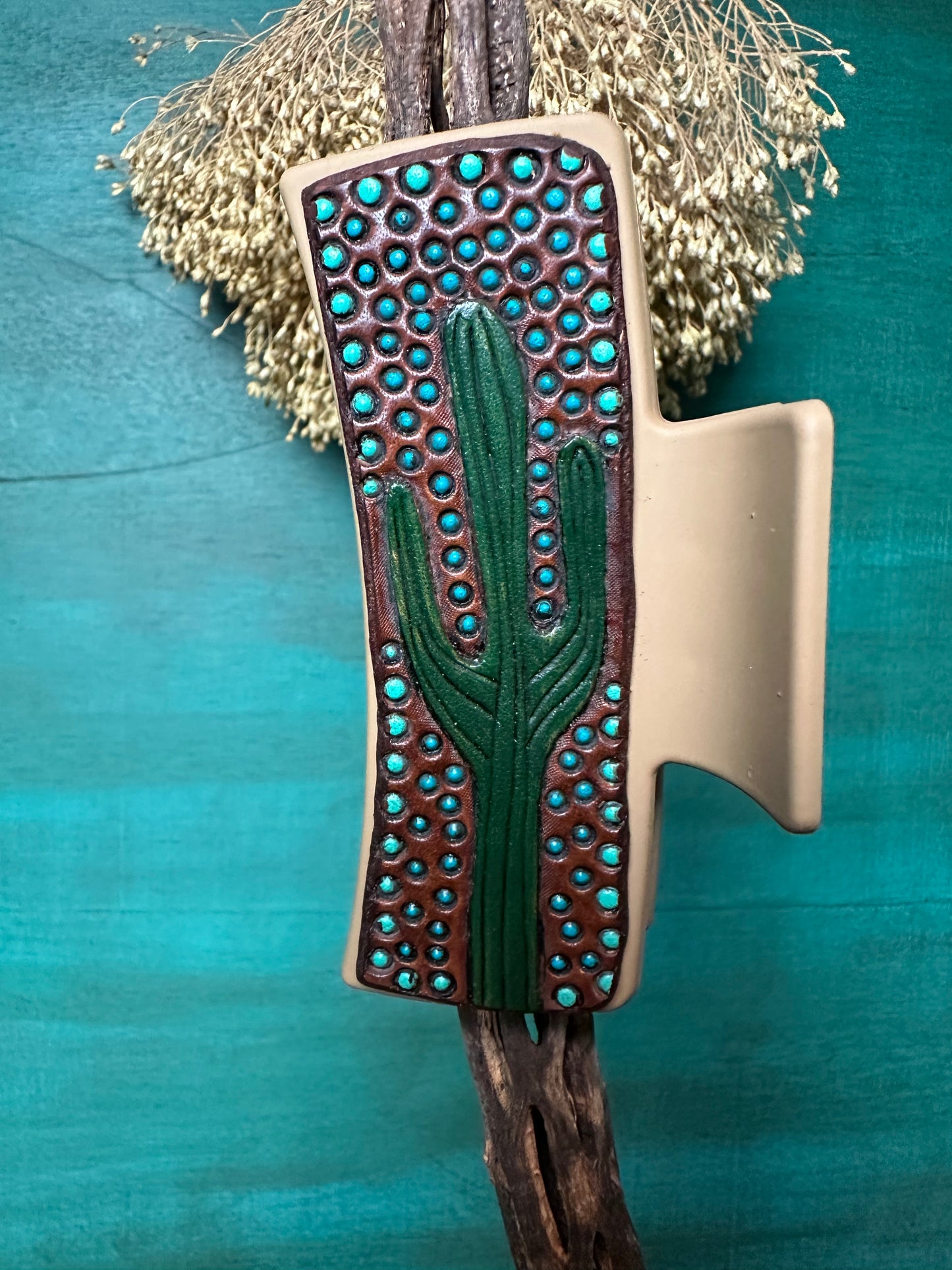 Tooled Leather Hair Clips