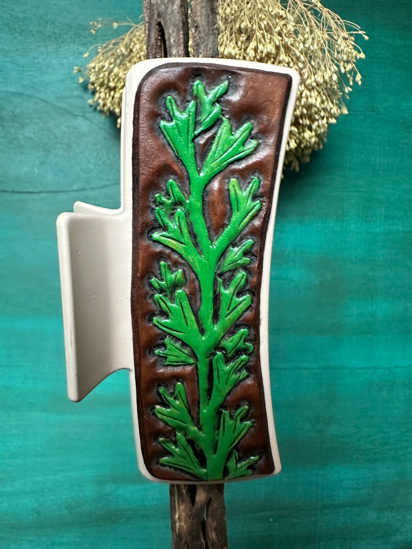 Tooled Leather Hair Clips