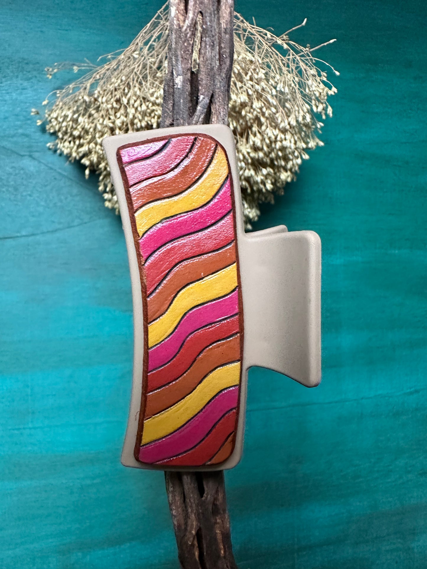 Tooled Leather Hair Clips