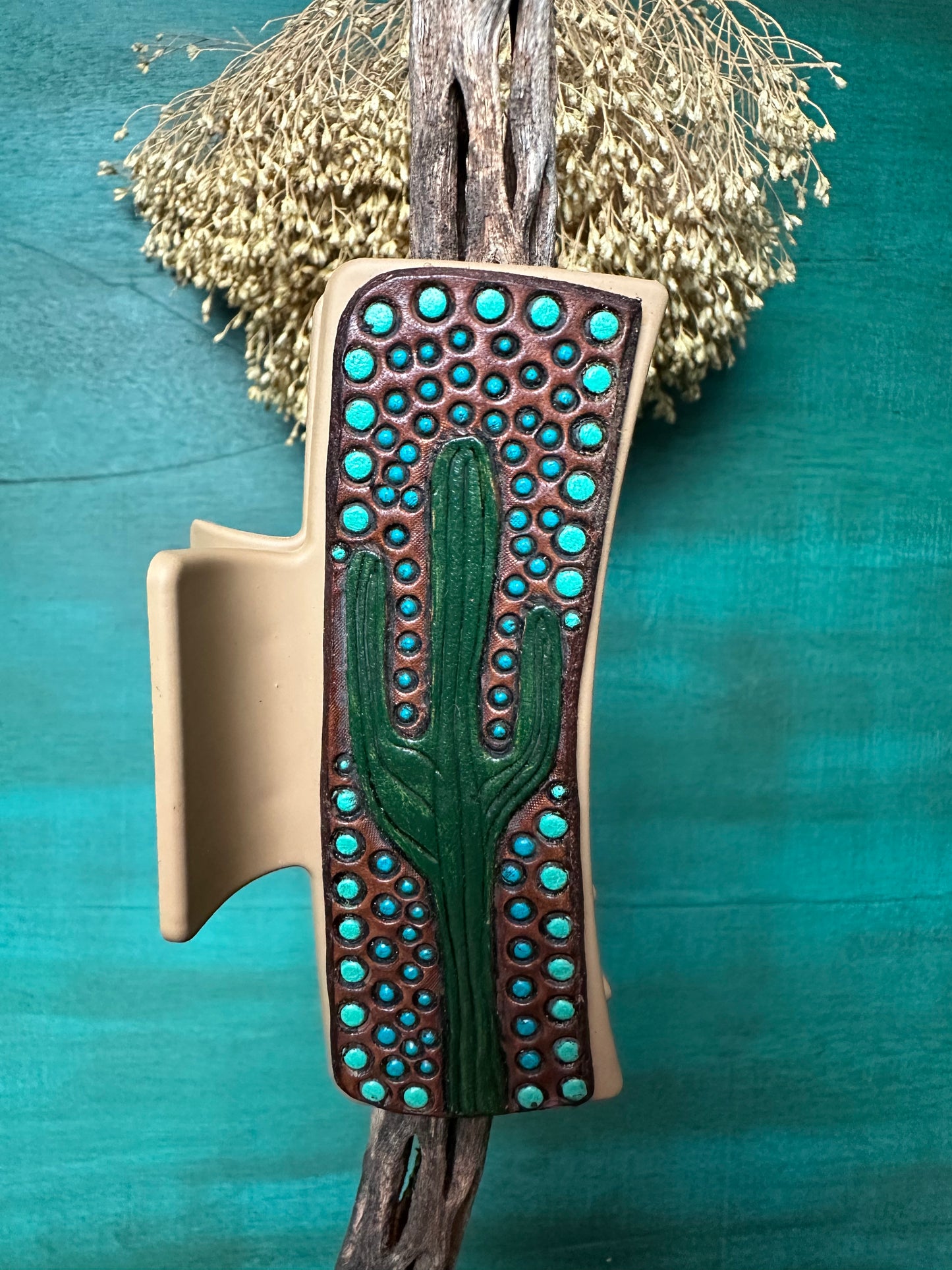 Tooled Leather Hair Clips