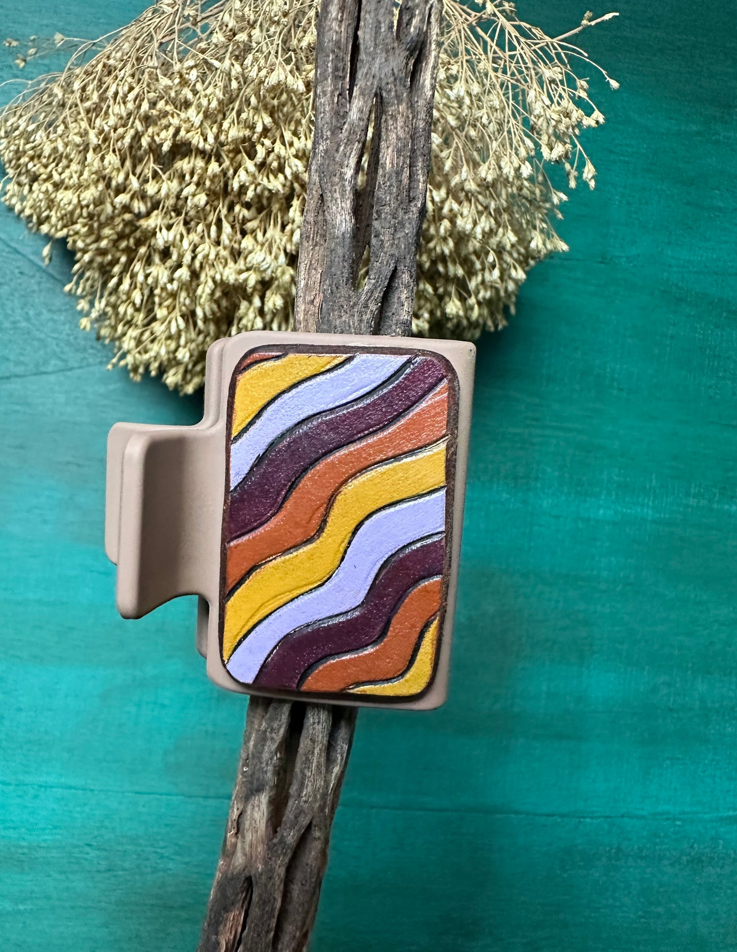 Tooled Leather Hair Clips