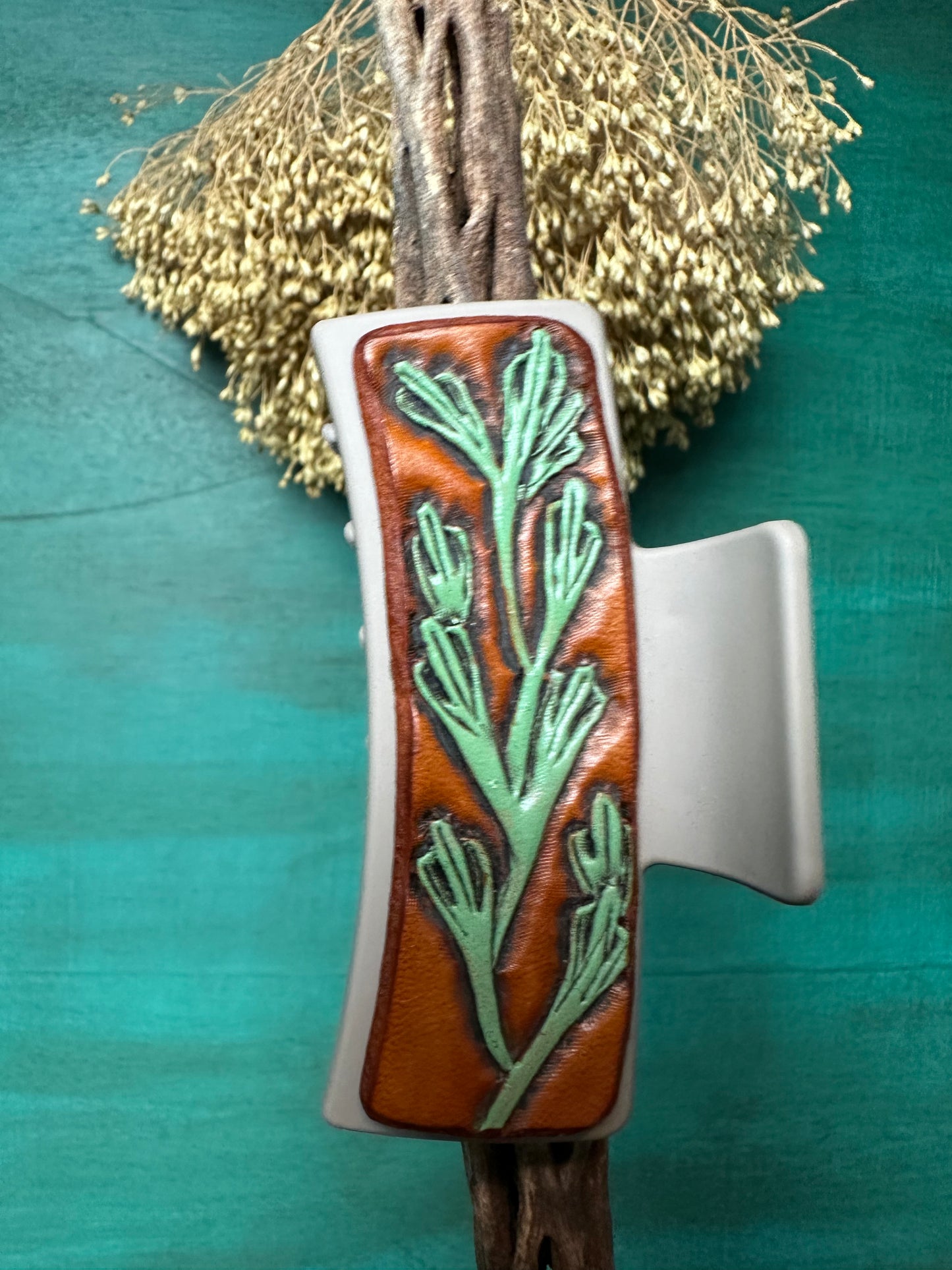 Tooled Leather Hair Clips