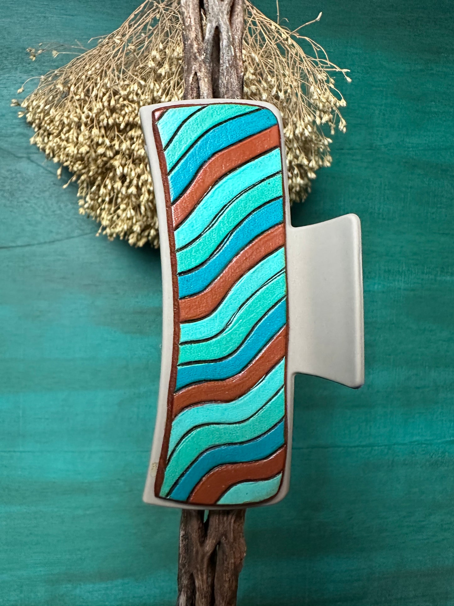 Tooled Leather Hair Clips