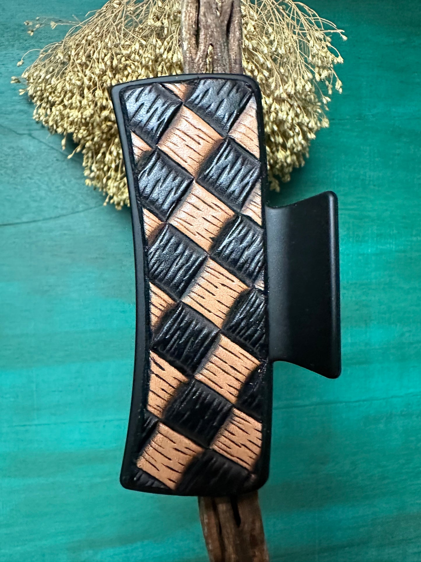 Tooled Leather Hair Clips