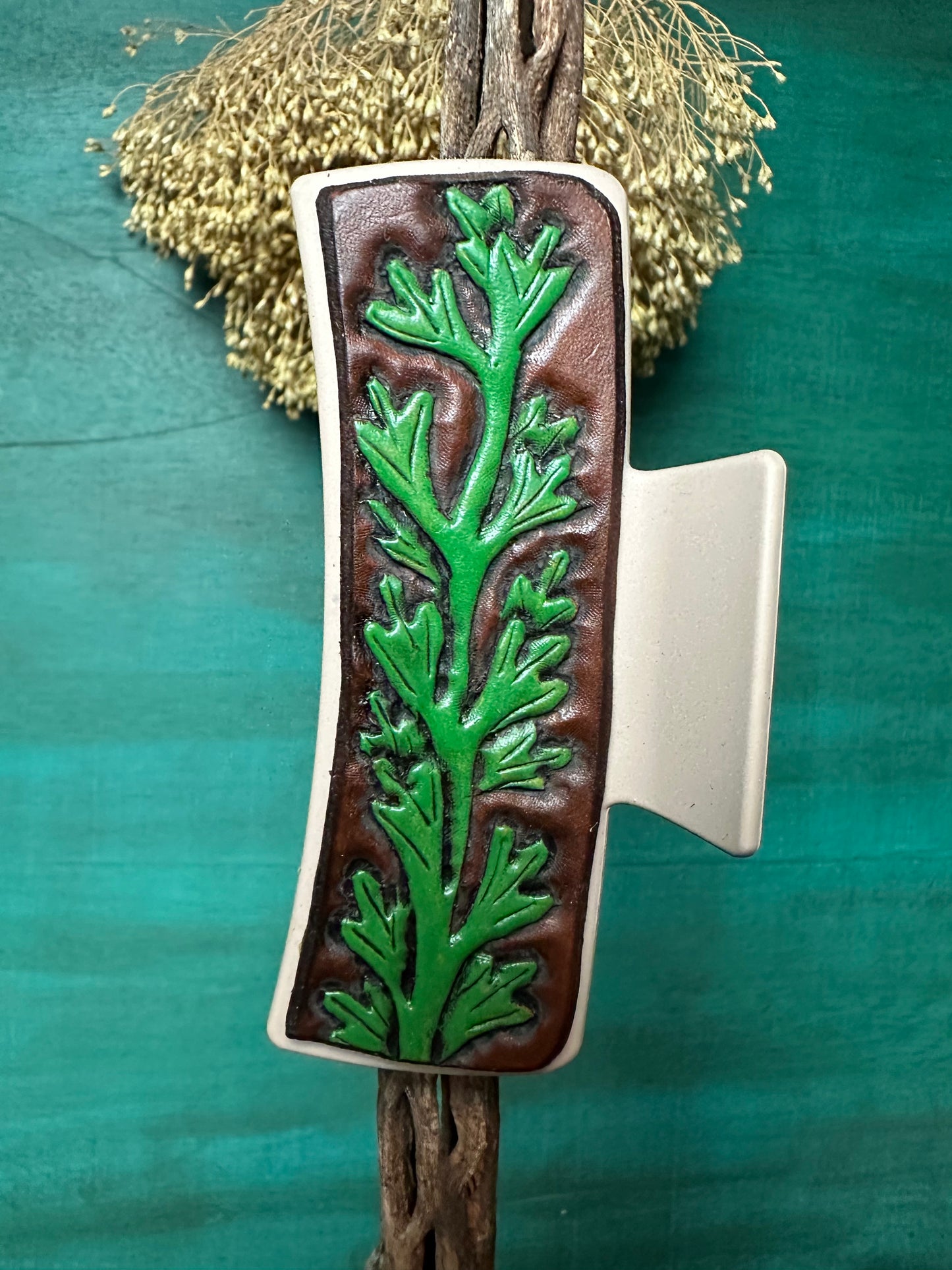 Tooled Leather Hair Clips