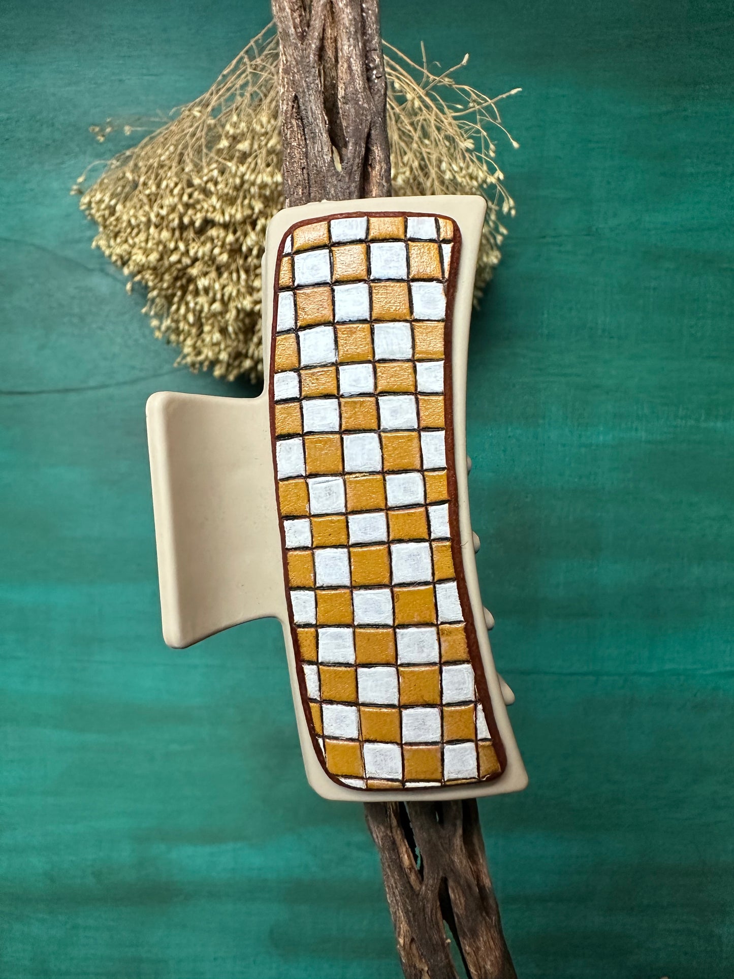 Tooled Leather Hair Clips