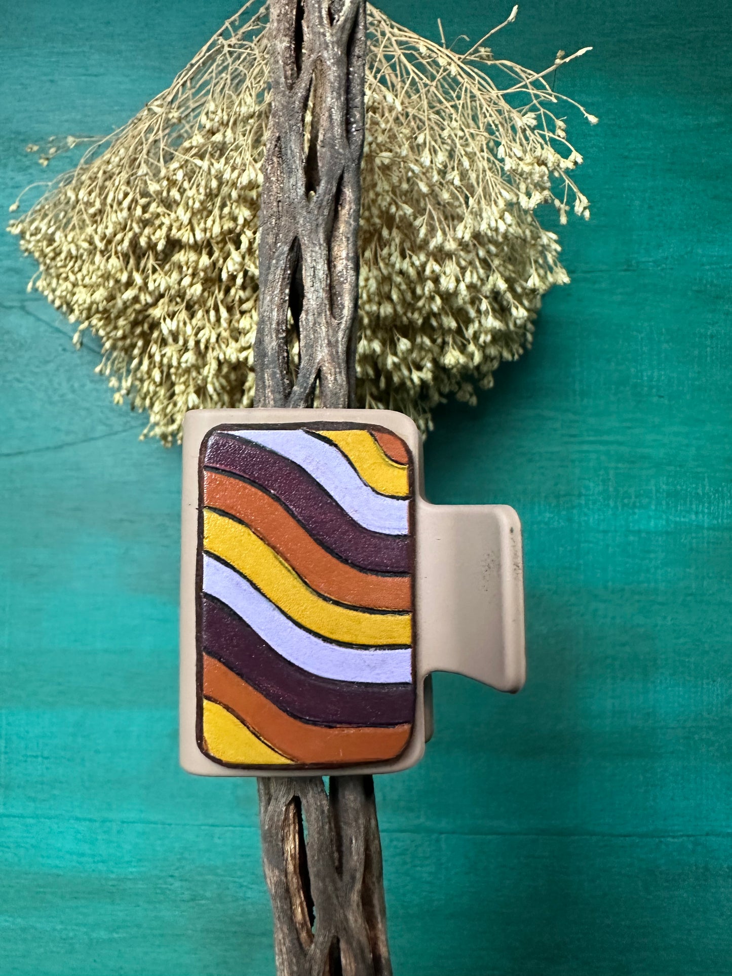 Tooled Leather Hair Clips