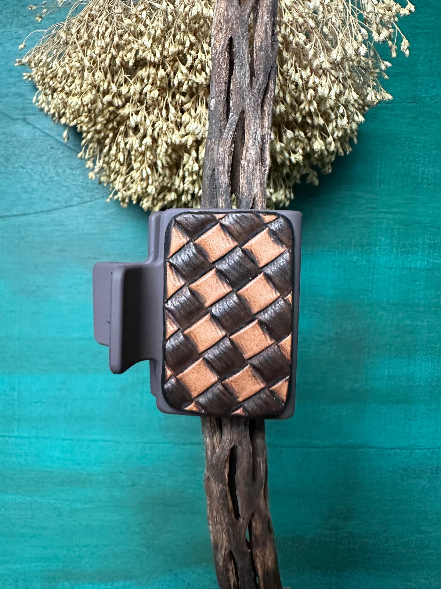 Tooled Leather Hair Clips