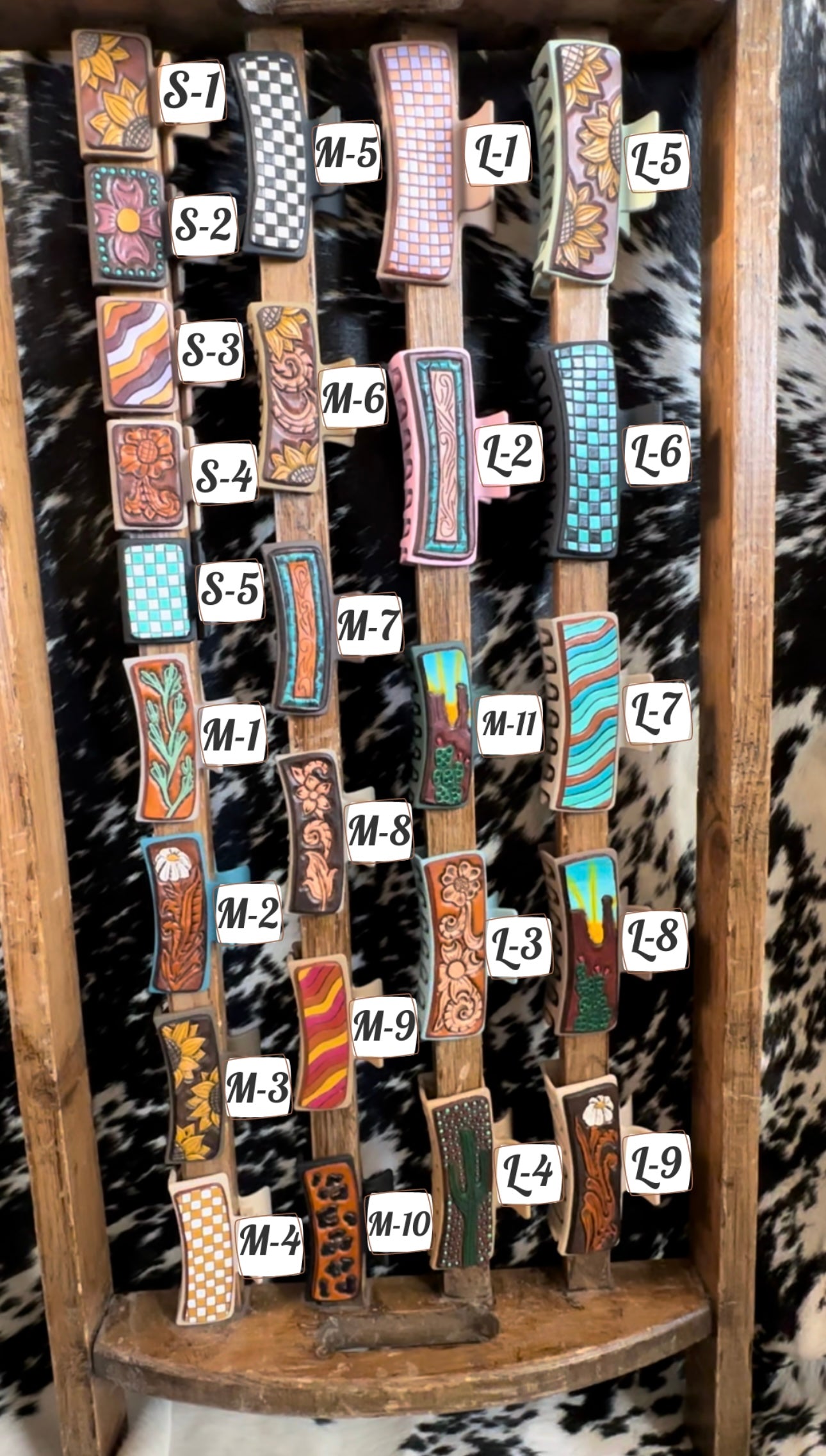 Tooled Leather Hair Clips