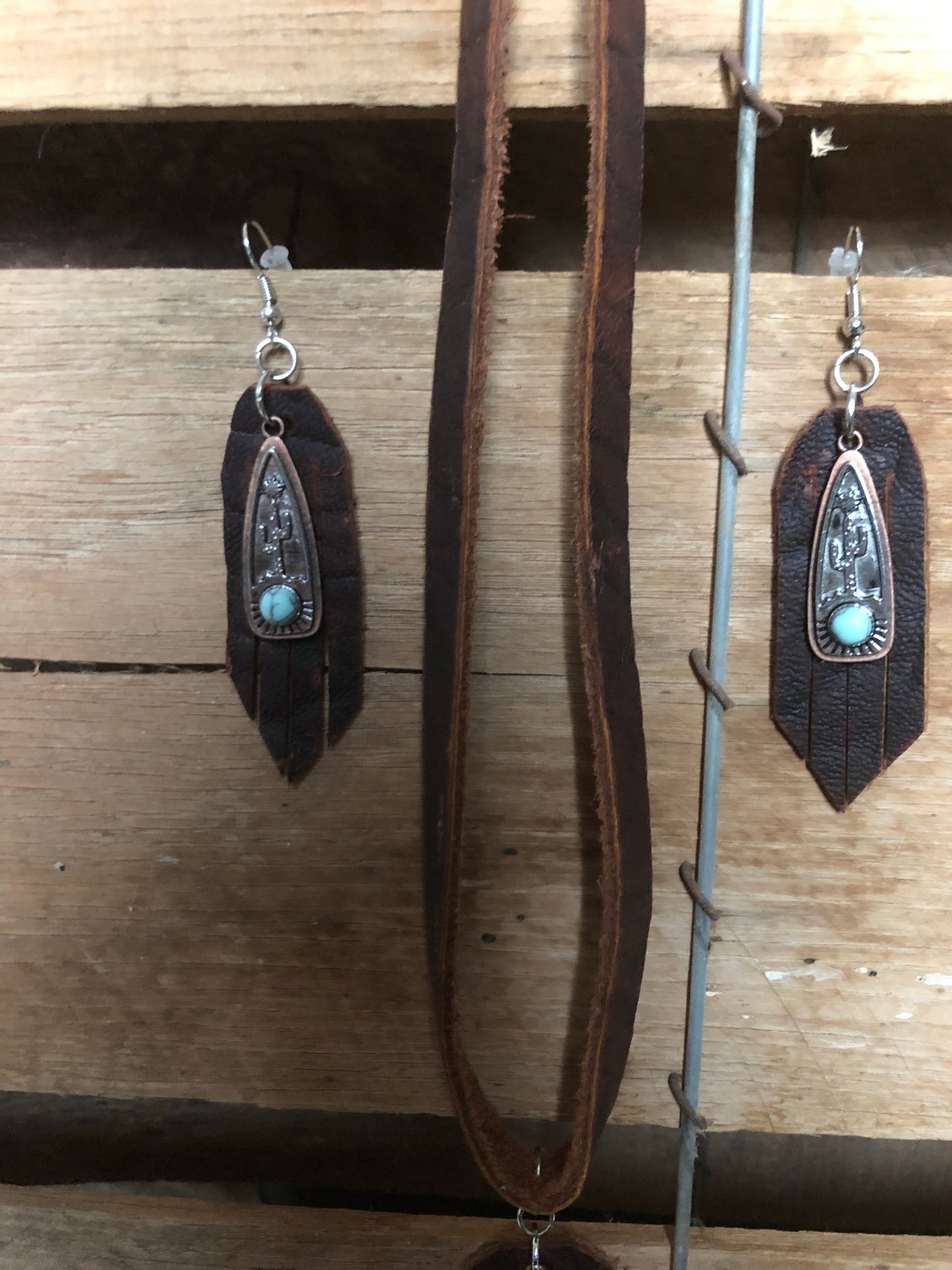 Cactus and Buffalo Necklace and Earrings