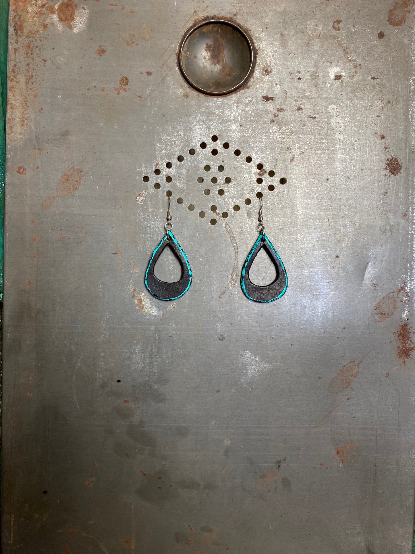 Turquoise Edge Teardrop Earrings with a surprise