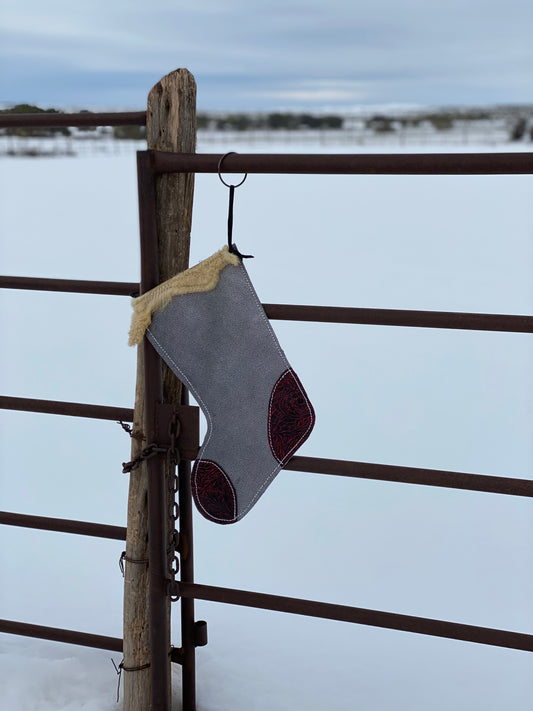 Silver Red and Black Christmas Stocking