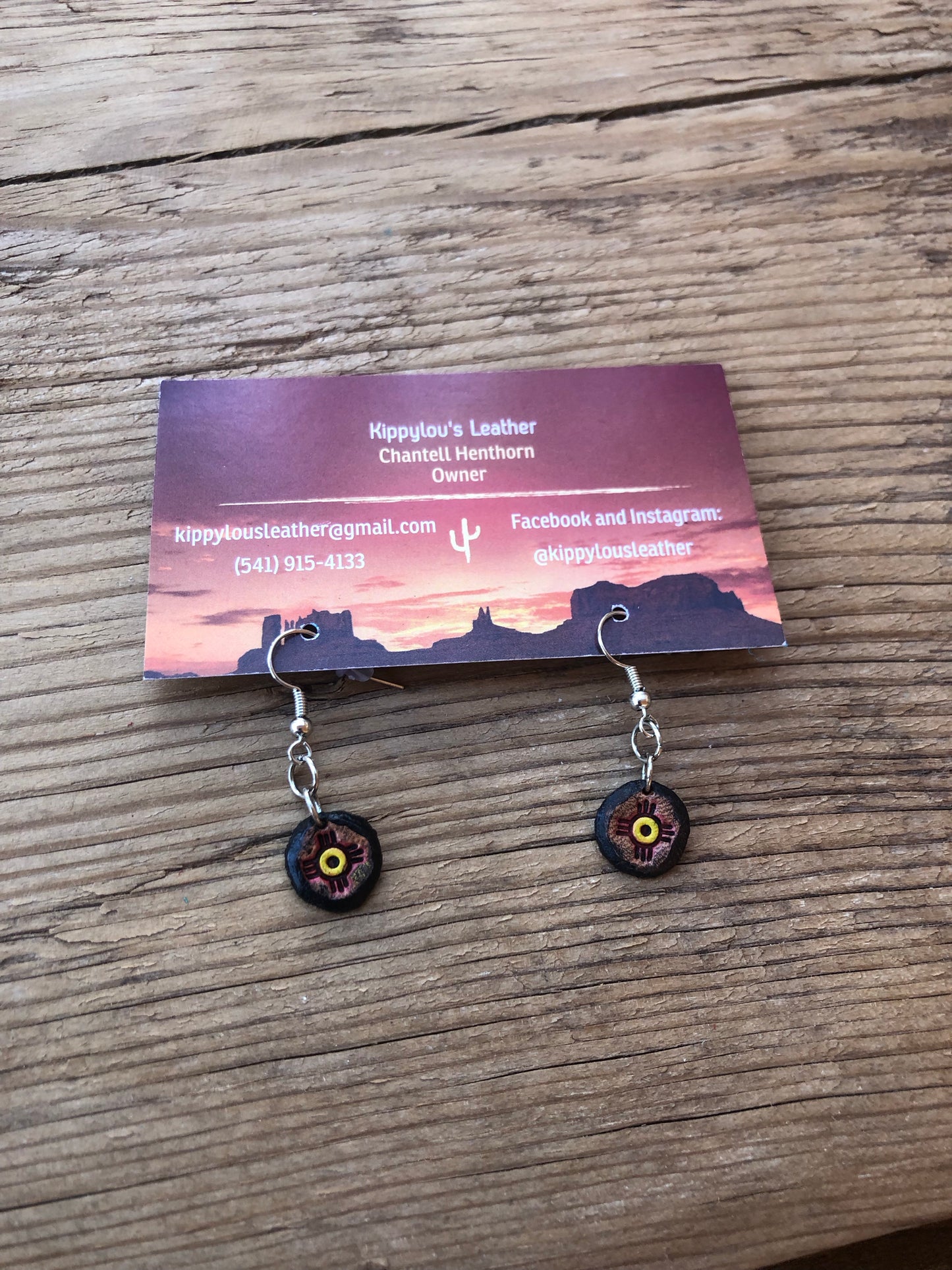 Red and Yellow Zia Earrings