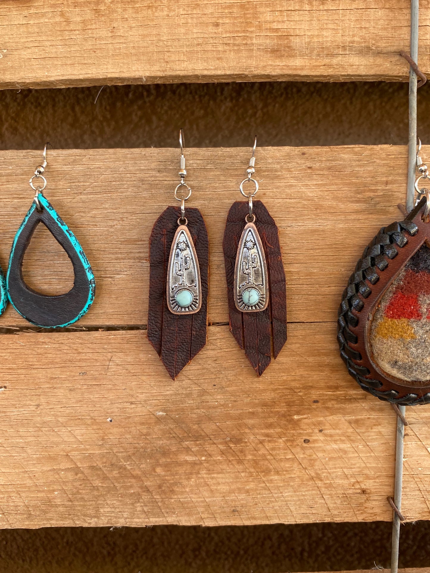 Cactus and Buffalo Necklace and Earrings