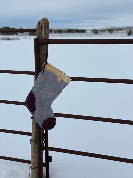 Silver Red and Black Christmas Stocking