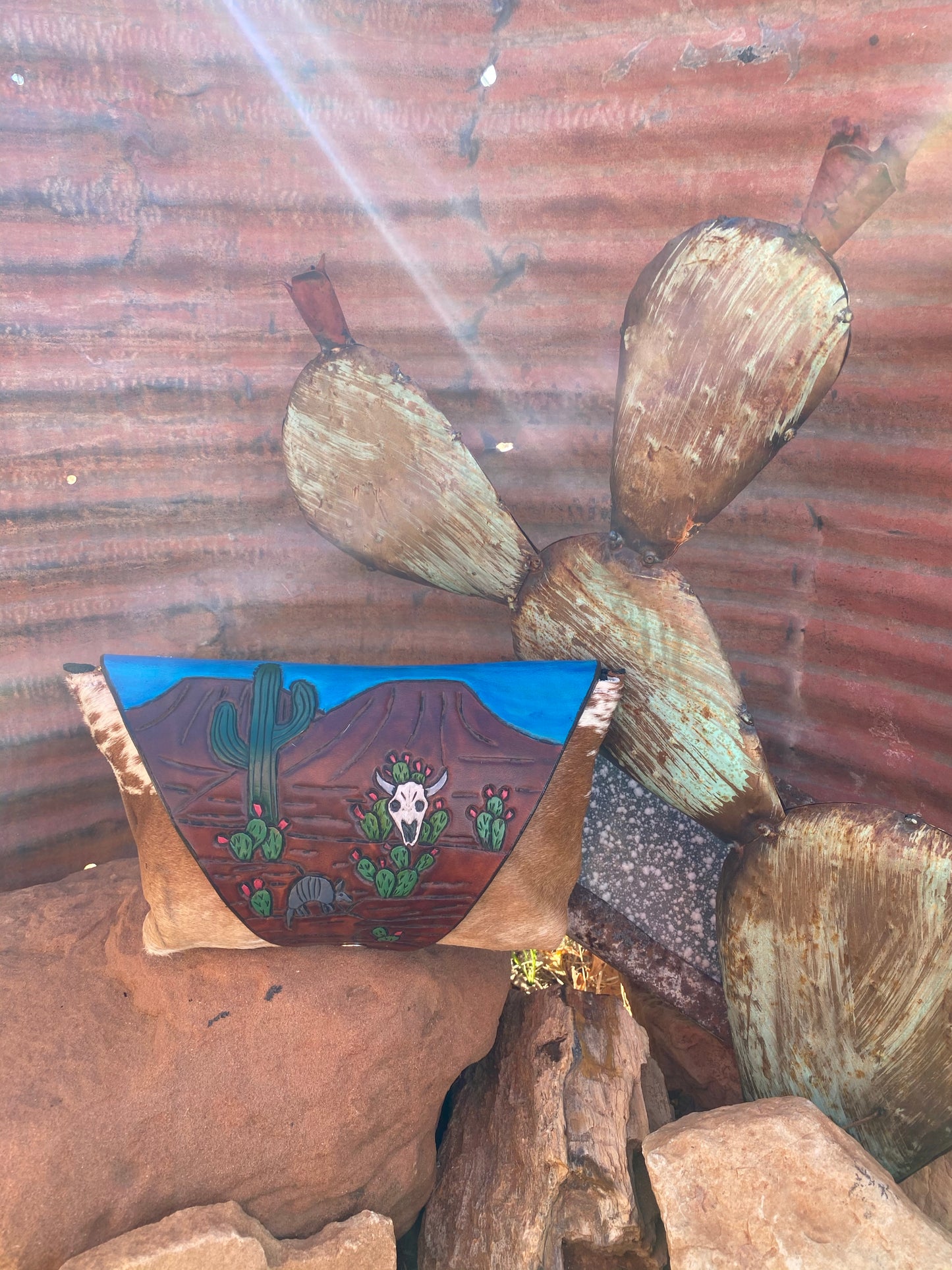 Cowhide Wipe Cover with Desert Scene Flap