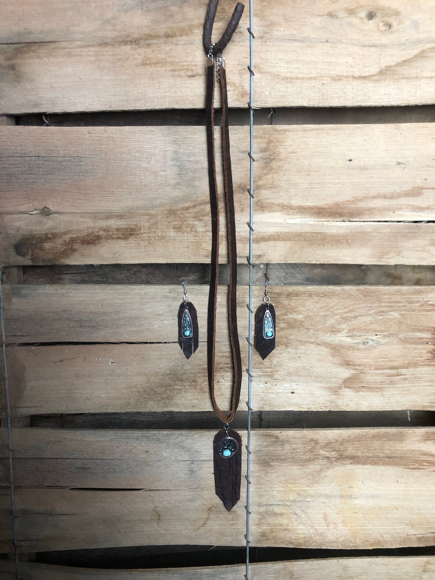 Cactus and Buffalo Necklace and Earrings