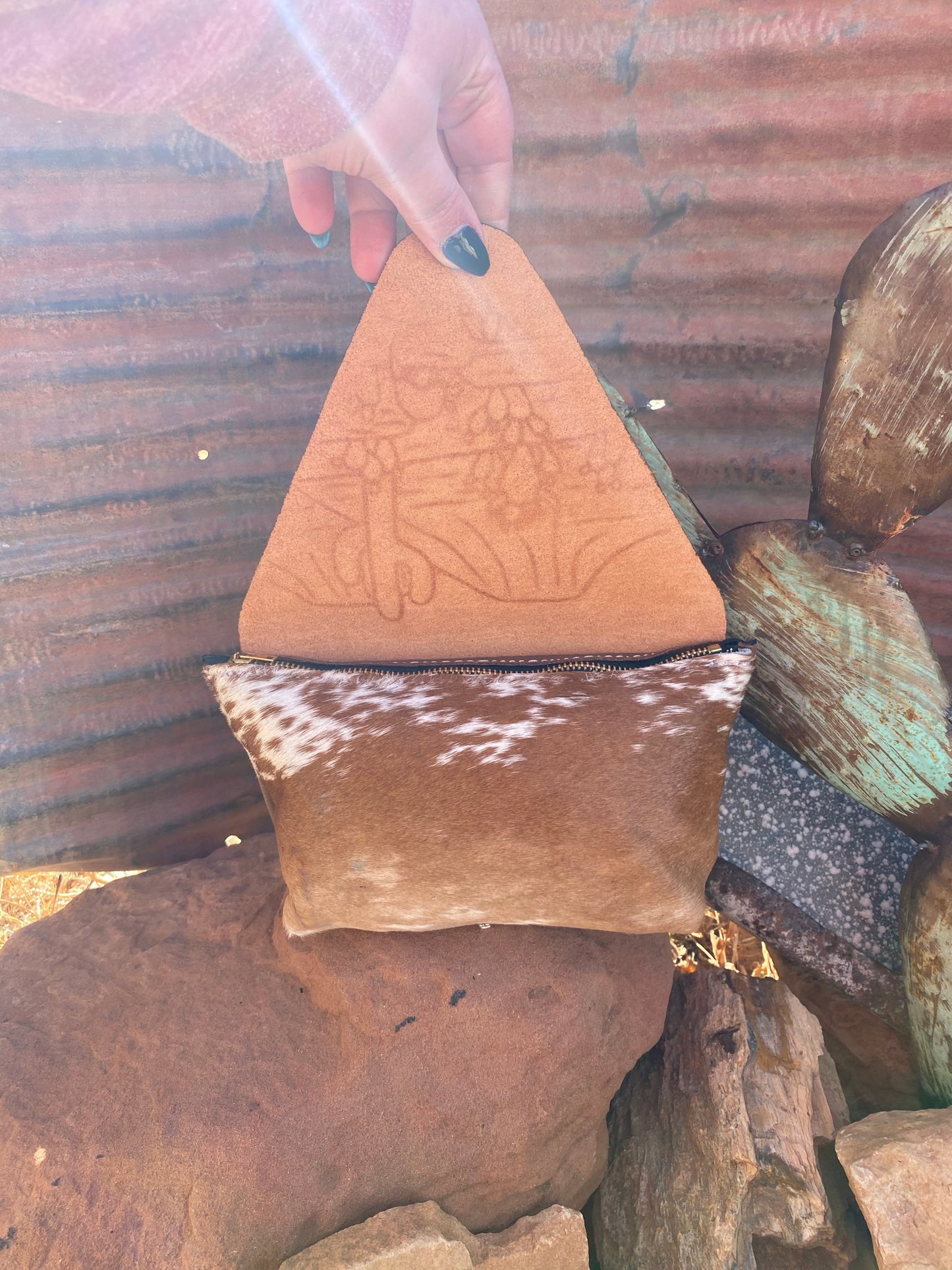 Cowhide Wipe Cover with Desert Scene Flap