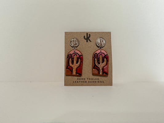 Hand Tooled Leather Earrings