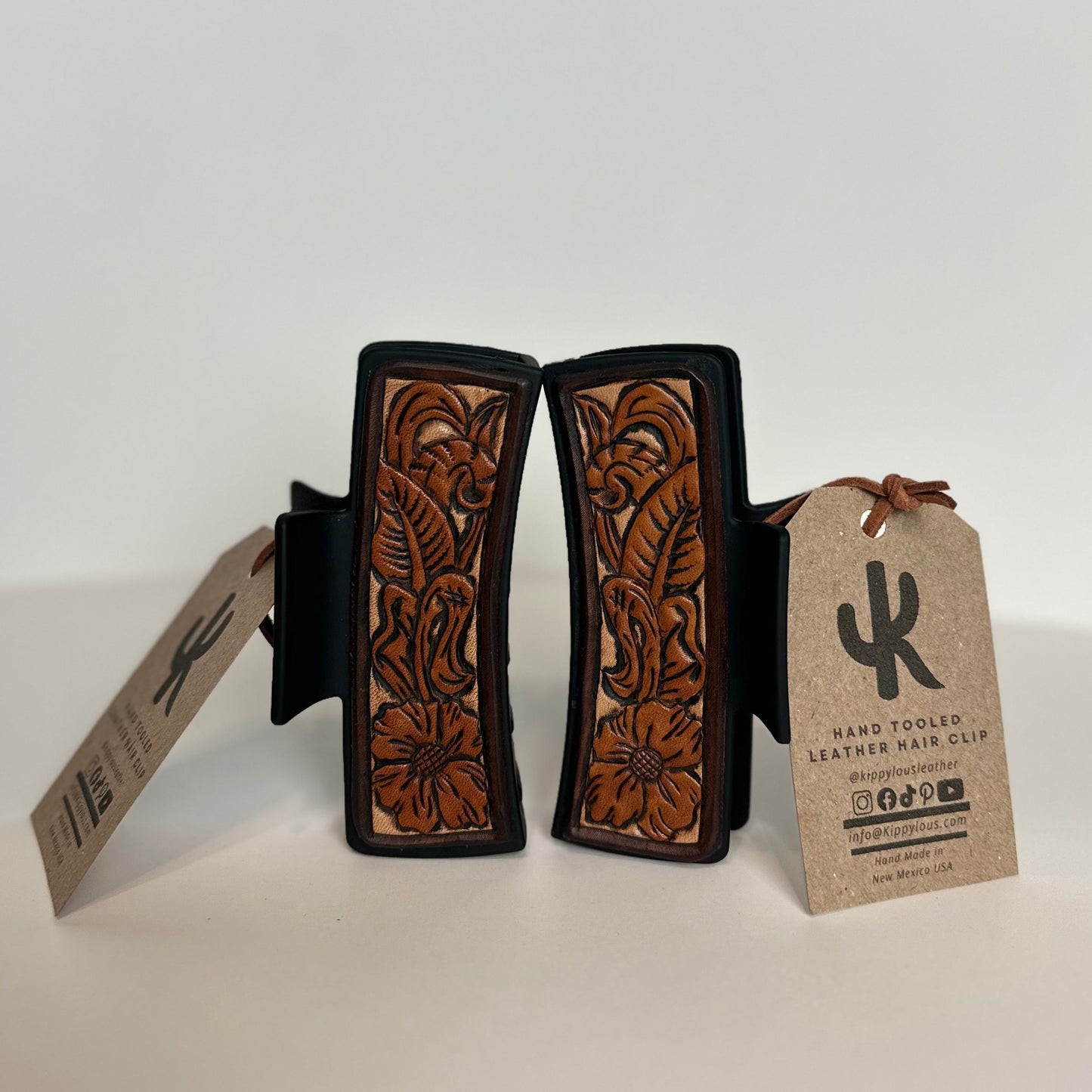 Hand Tooled Leather Hair Clip