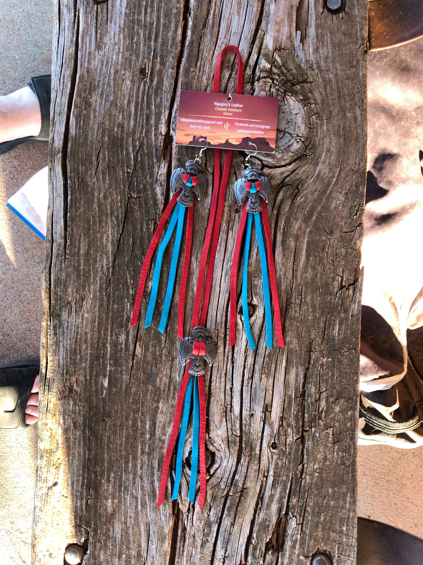 Red and Turquoise Earring and Necklace Set