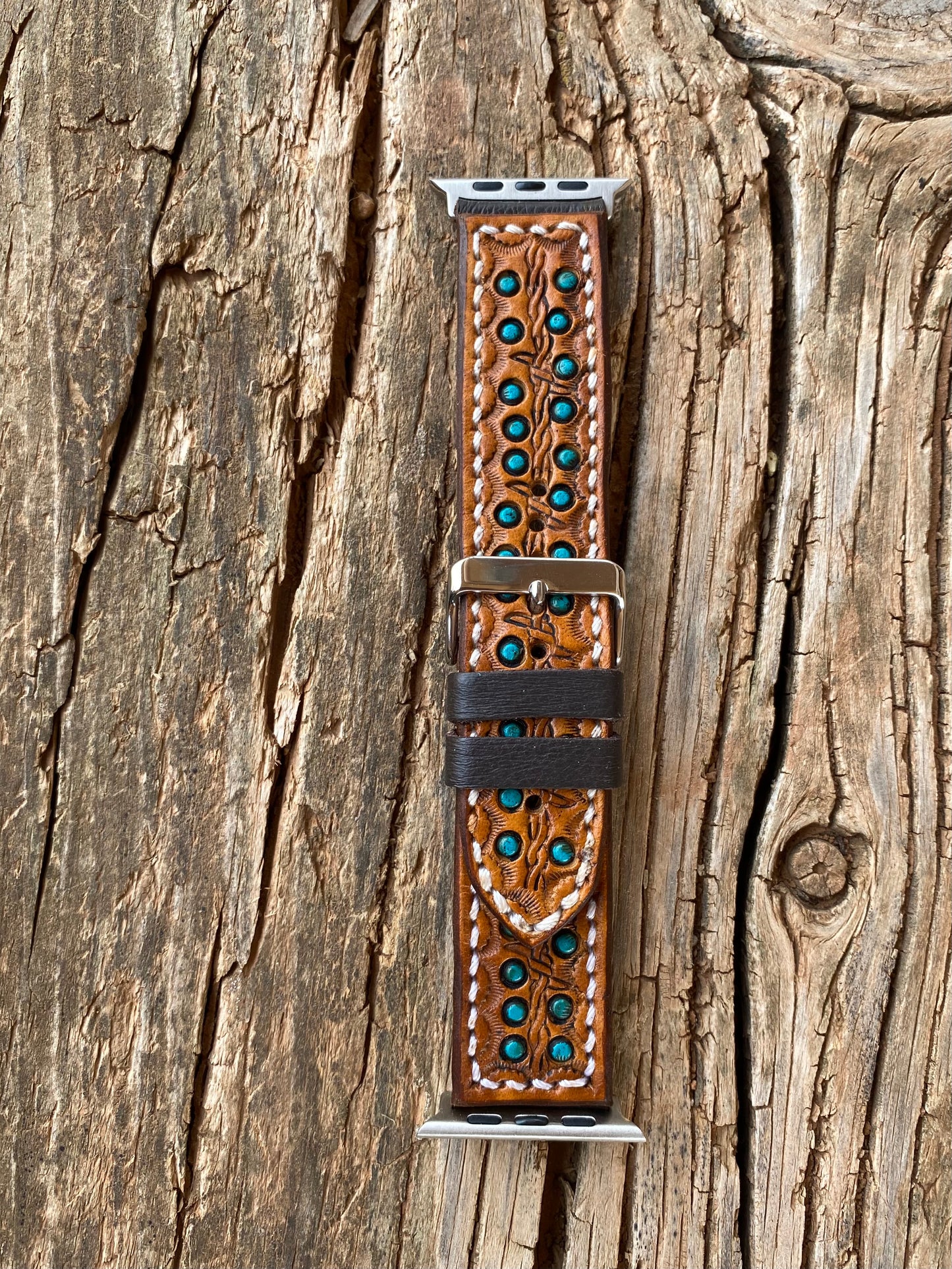 Light Brown and Turquoise Spots 42/44mm Apple Watchband
