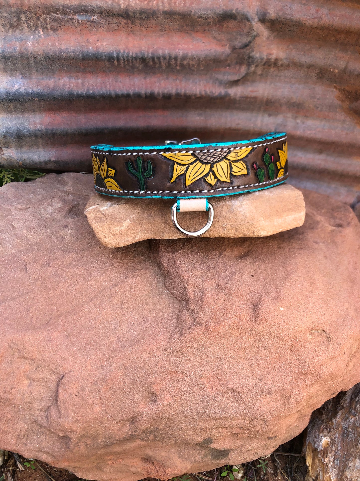 Sunflower and Cacti Dog Collar