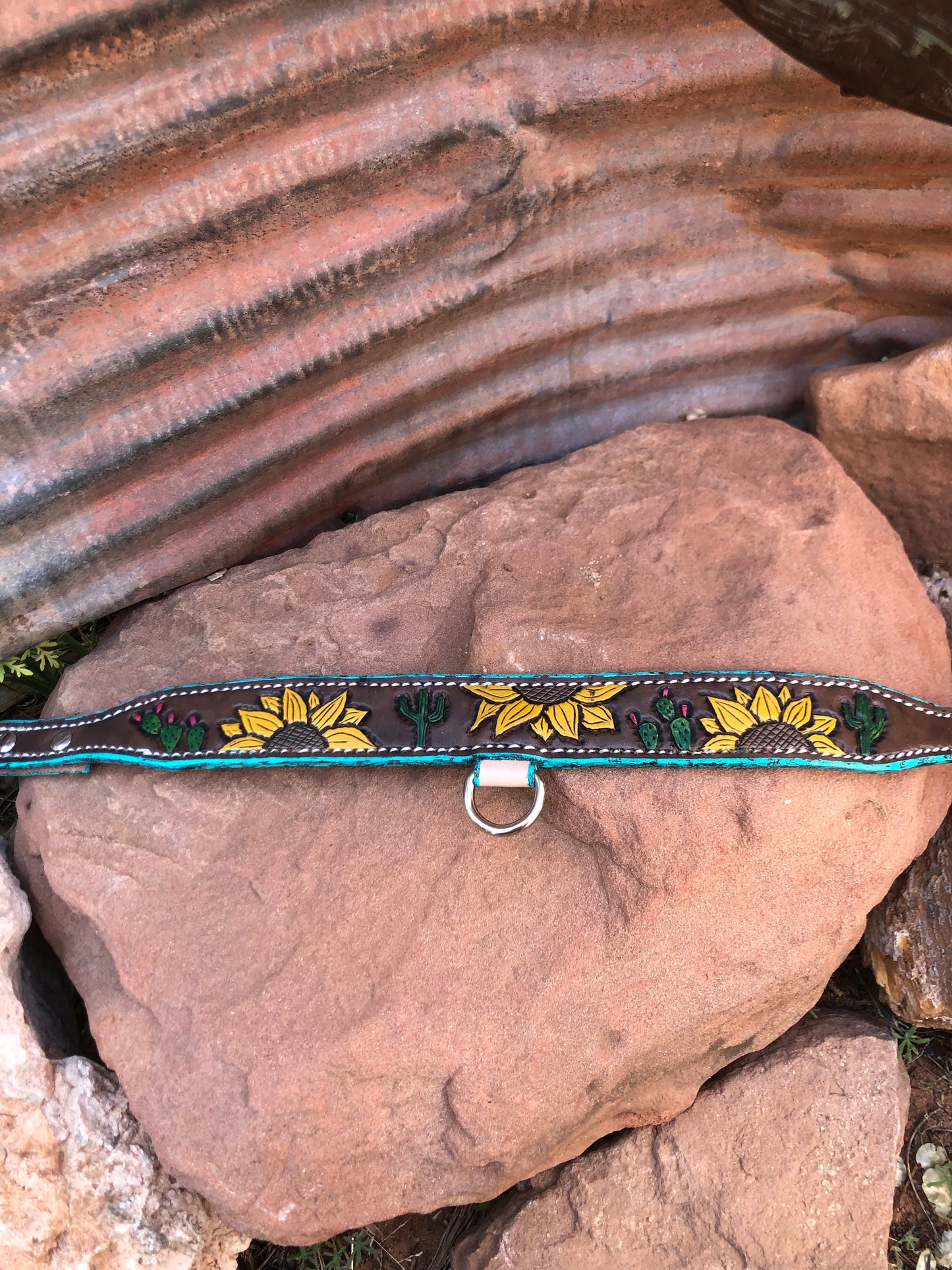 Sunflower and Cacti Dog Collar