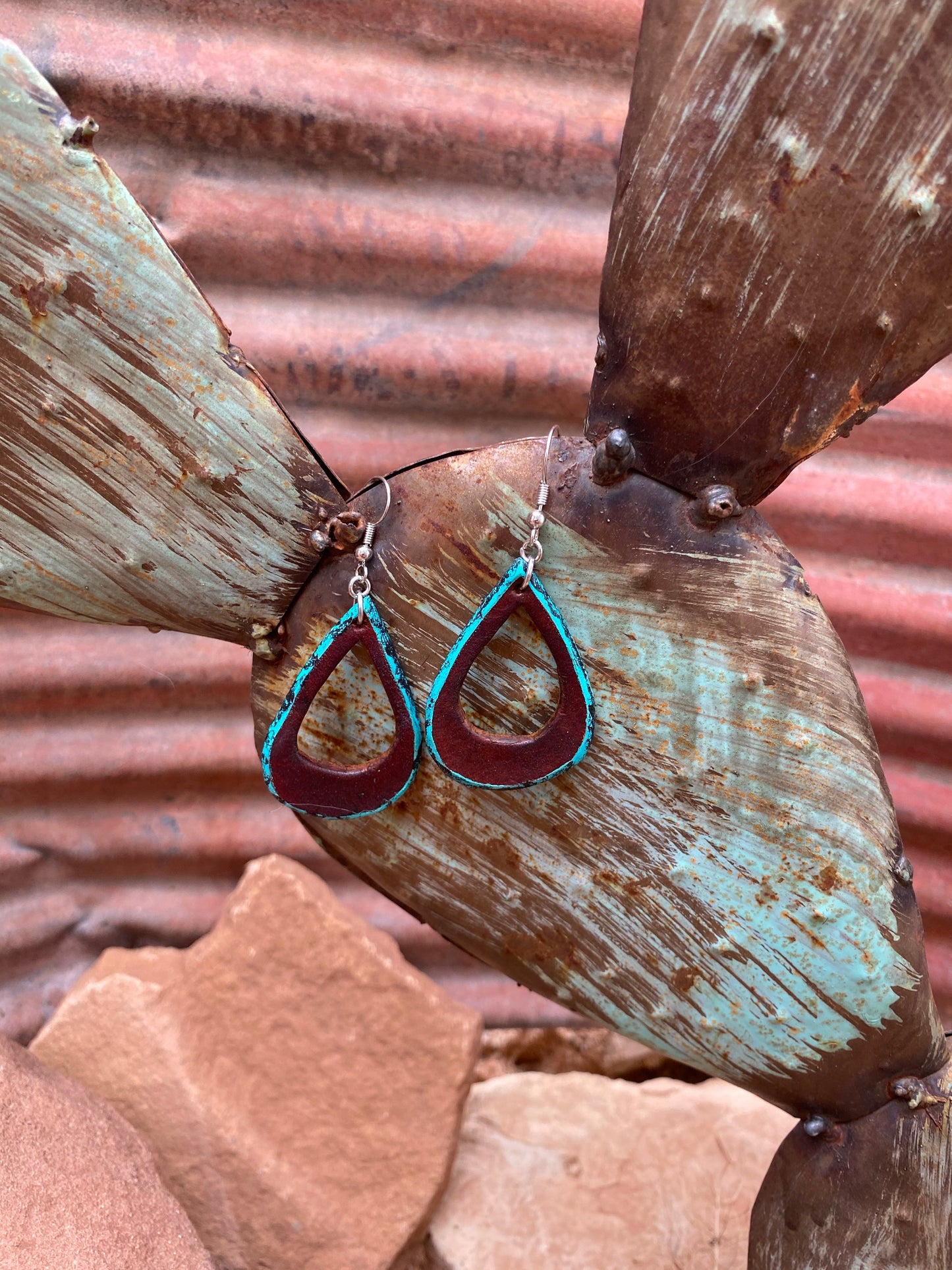 Turquoise Edge Teardrop Earrings