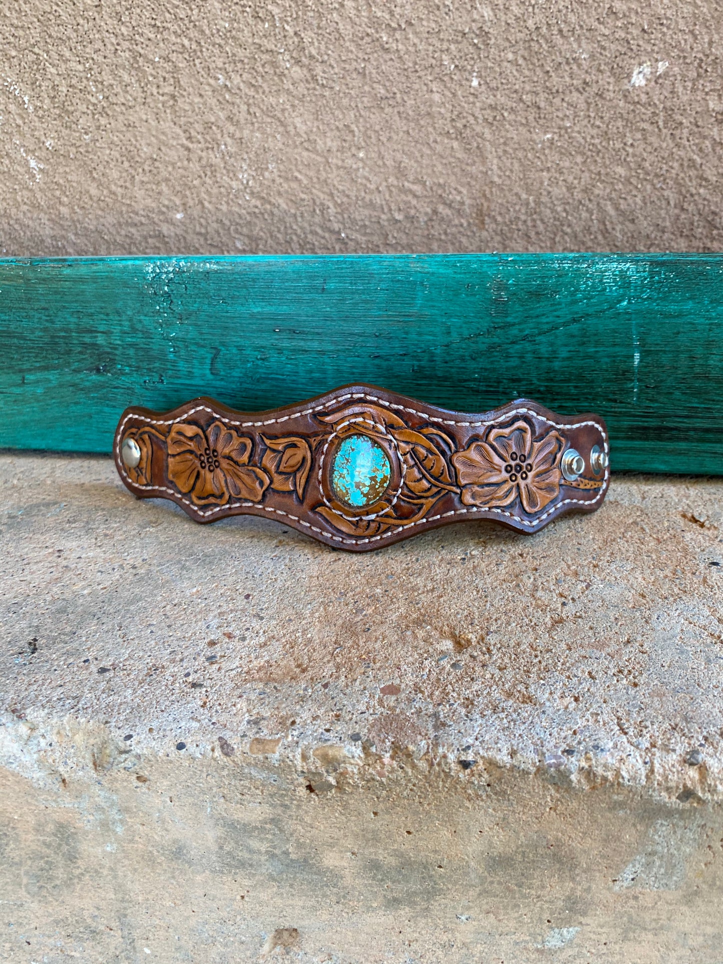 Leather Bracelet with Turquoise Stone