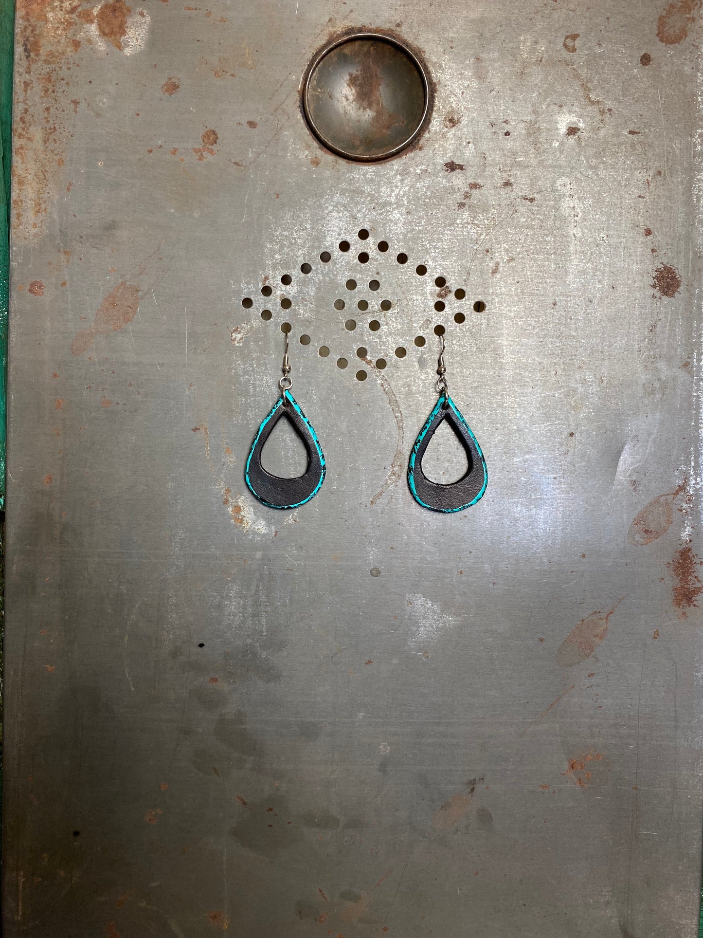 Turquoise Edge Teardrop Earrings with a surprise