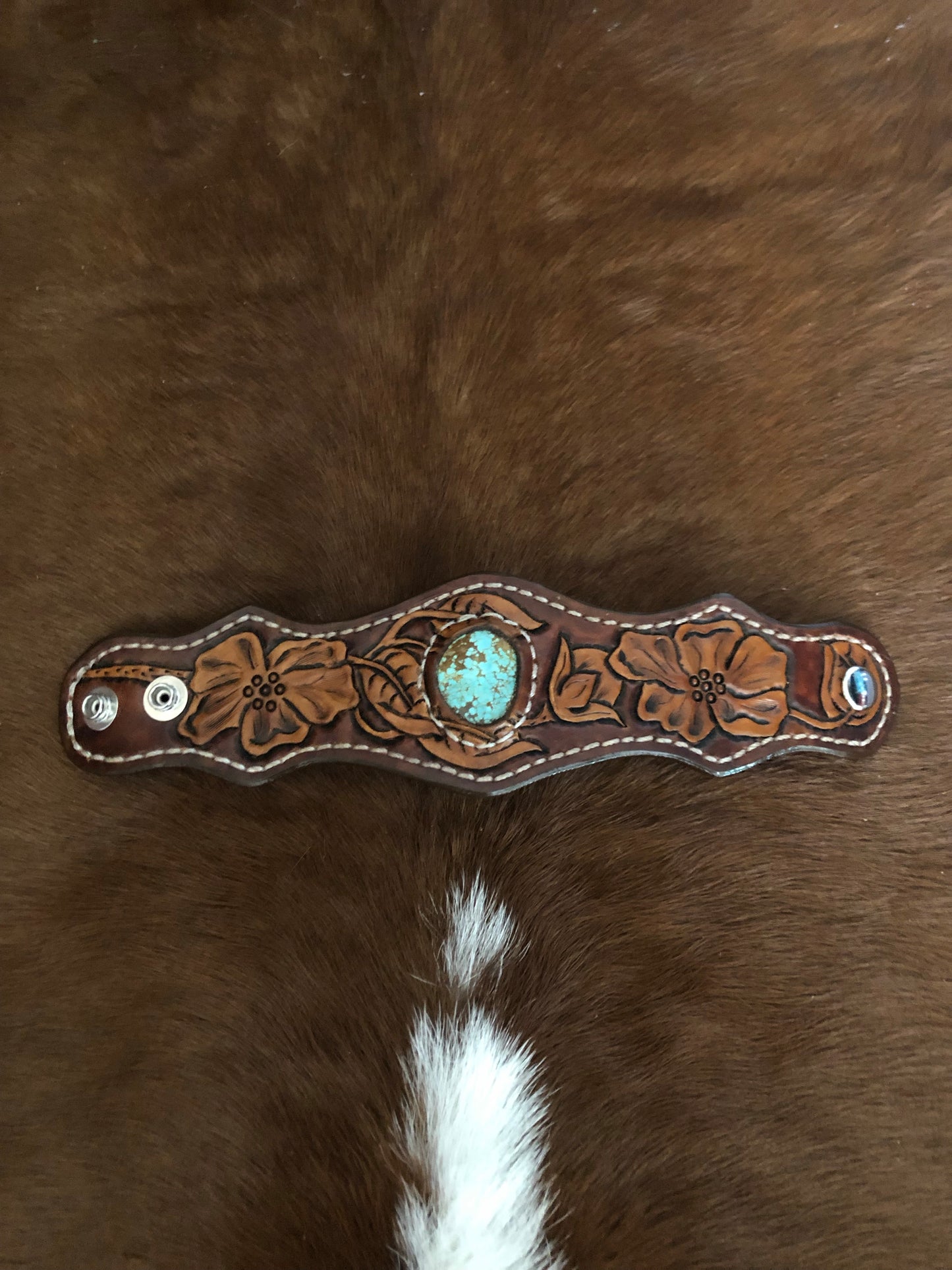 Leather Bracelet with Turquoise Stone