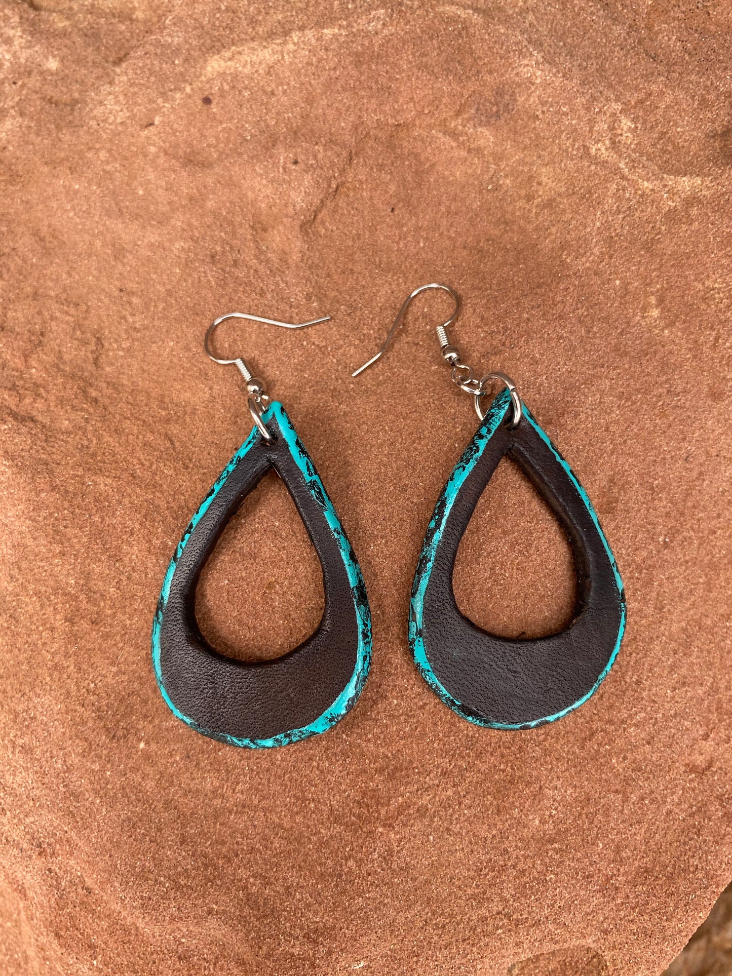 Turquoise Edge Teardrop Earrings with a surprise