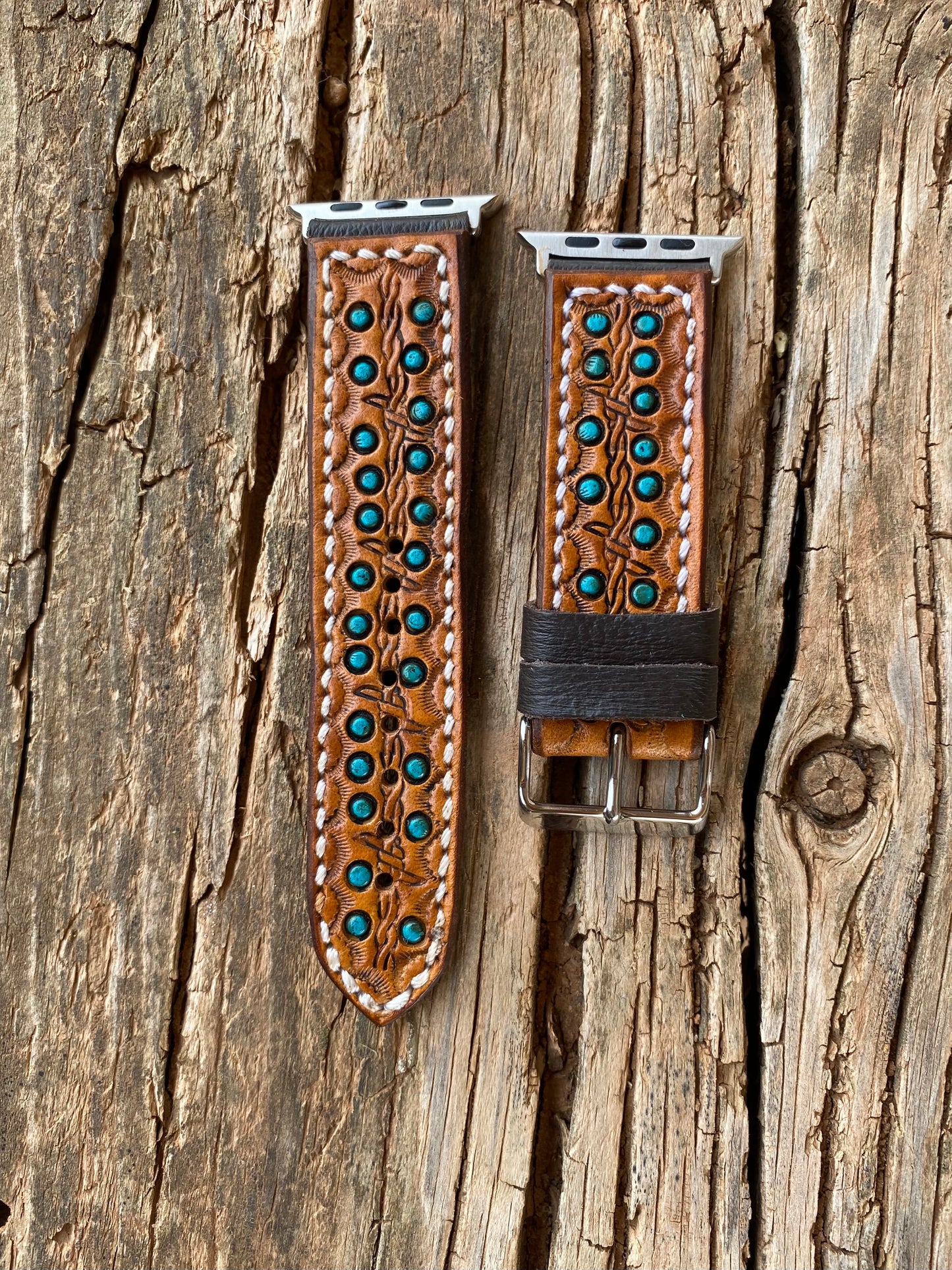 Light Brown and Turquoise Spots 42/44mm Apple Watchband