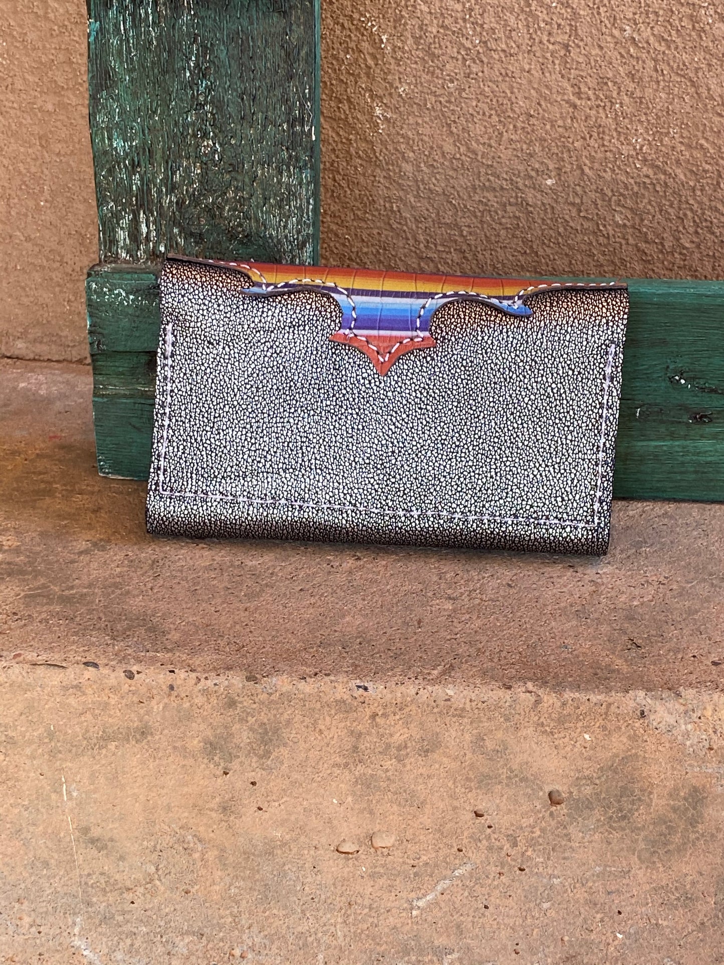Silver on Black and Serape Trifold Wallet