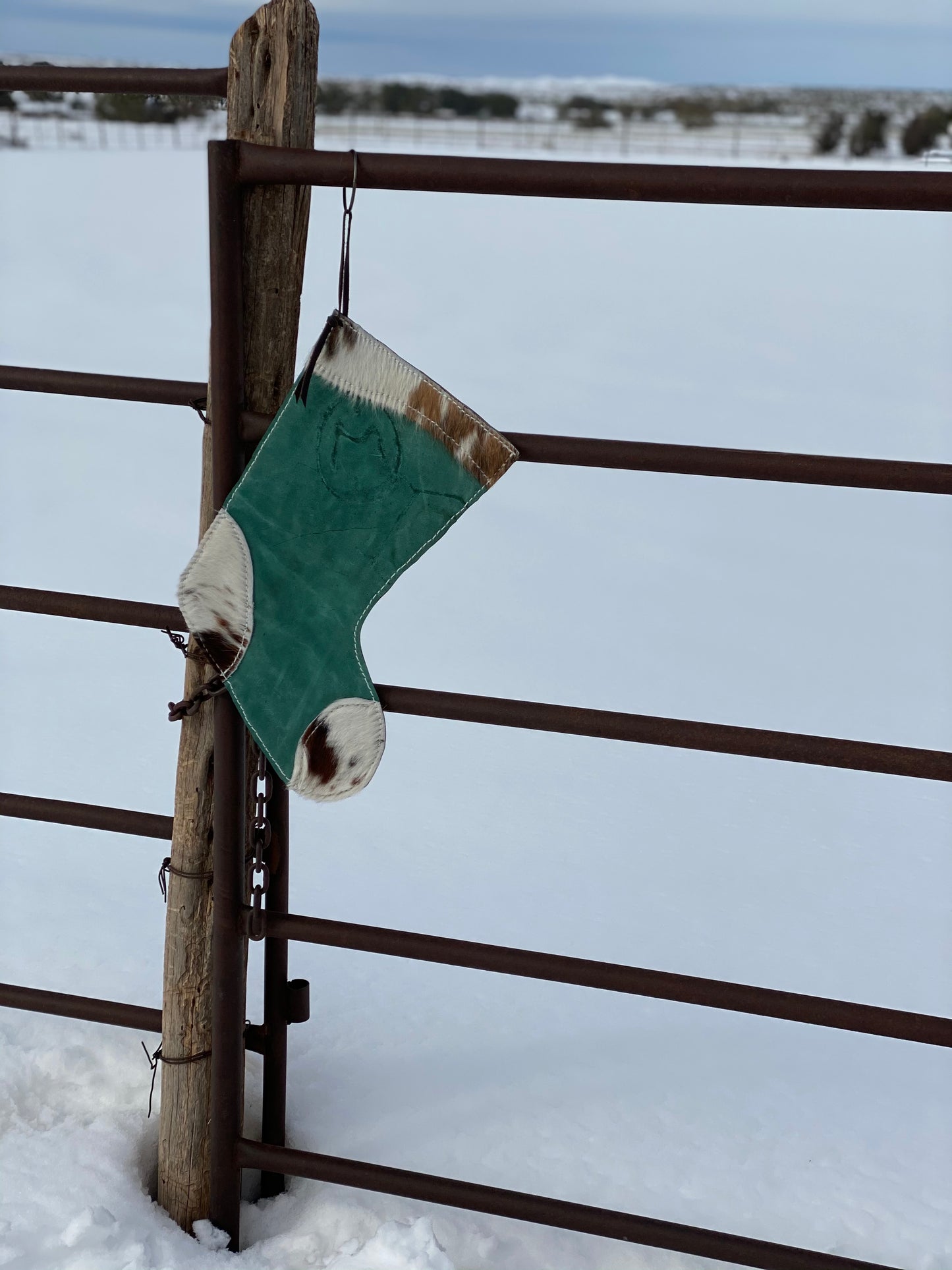 Turquoise and Hair on Hide Stocking