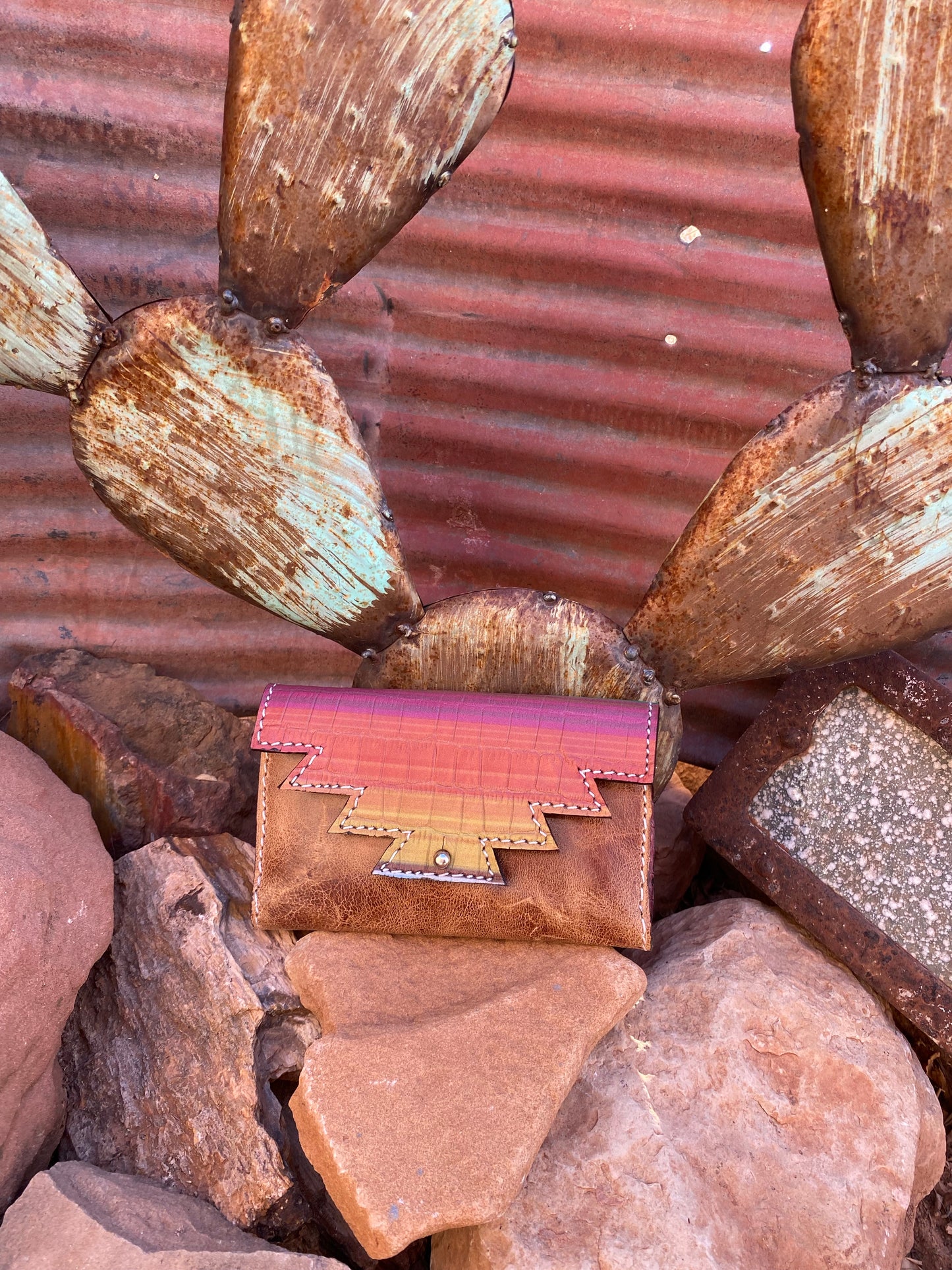 Vintage Brown and Serape Trifold Wallet