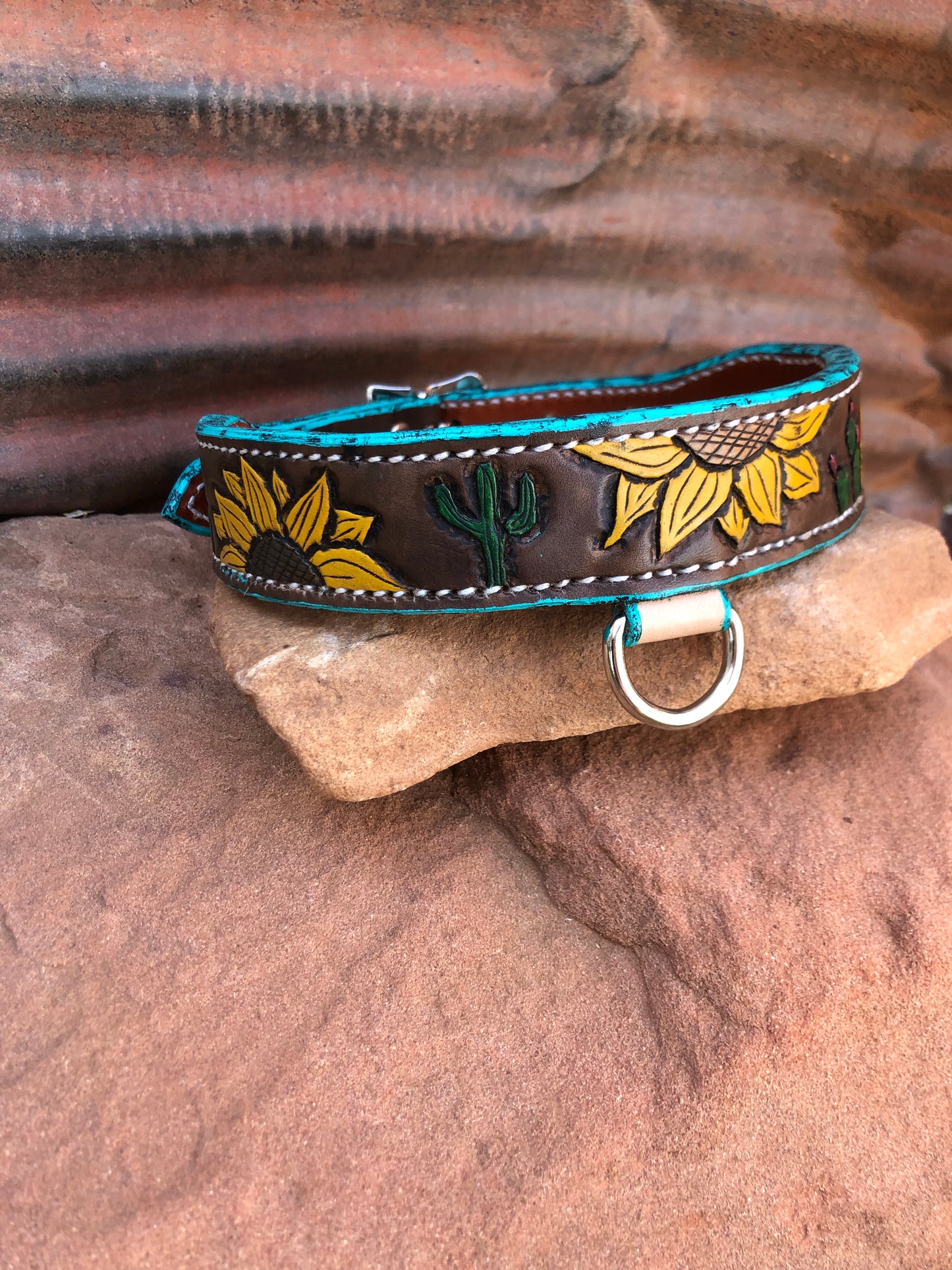 Sunflower and Cacti Dog Collar