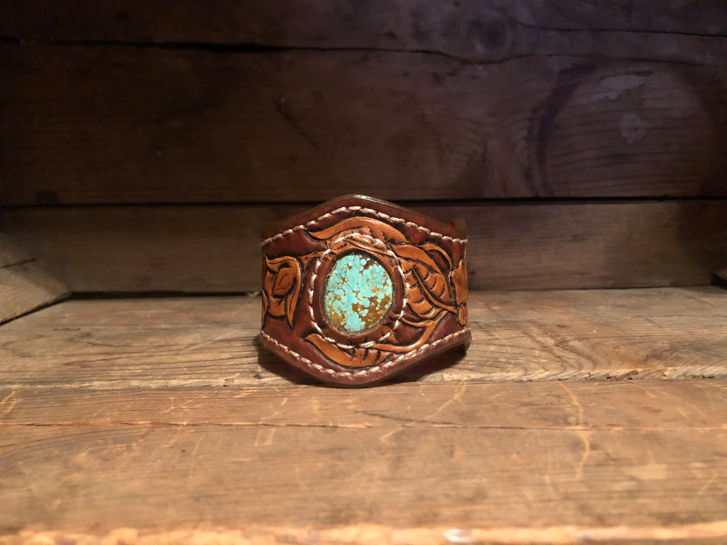 Leather Bracelet with Turquoise Stone